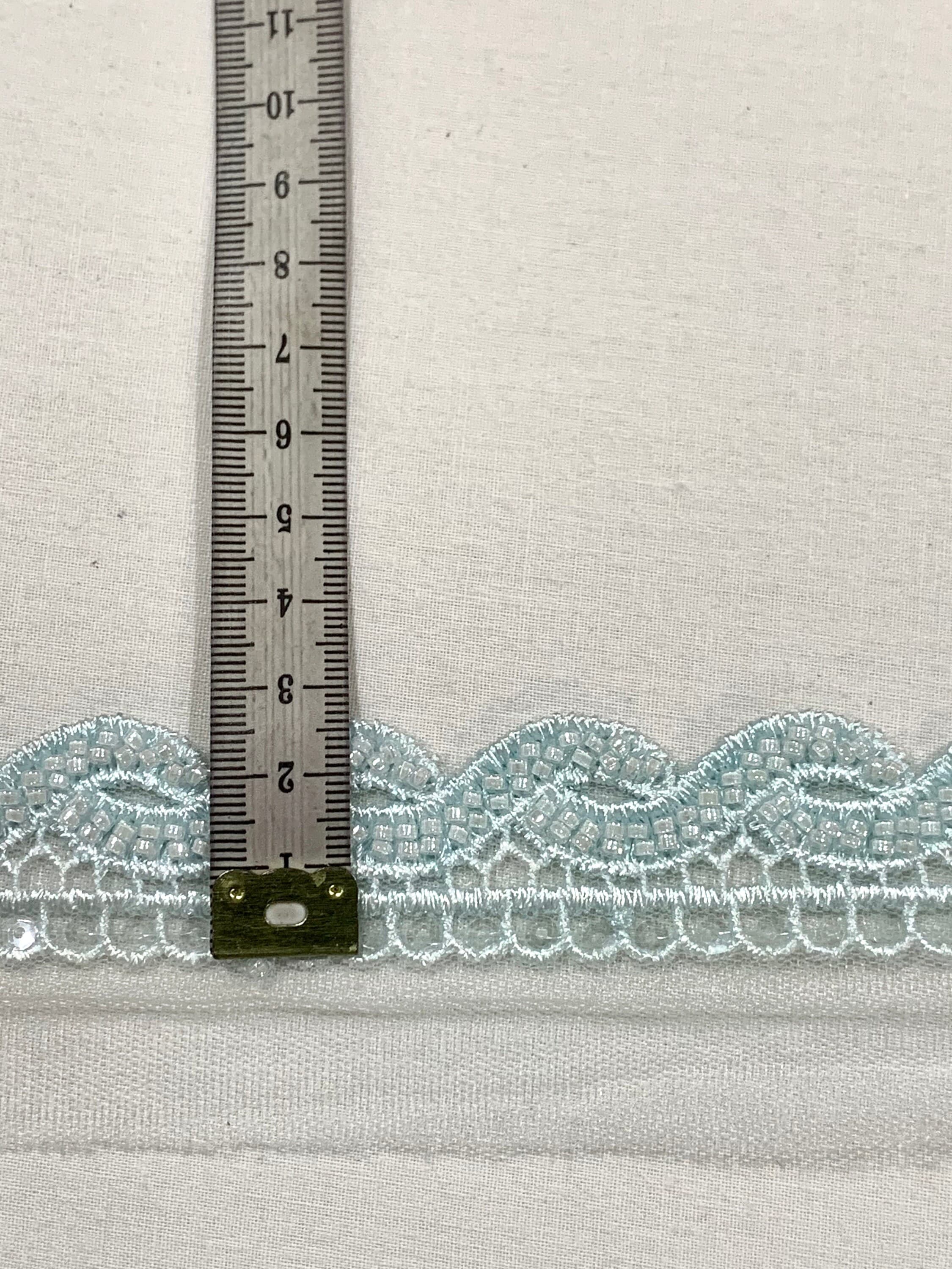 Soft Blue beaded trim, blue embroidered  trim, Border trim, Fashion trim, Home decoration trim, Doll making trim. - image 5