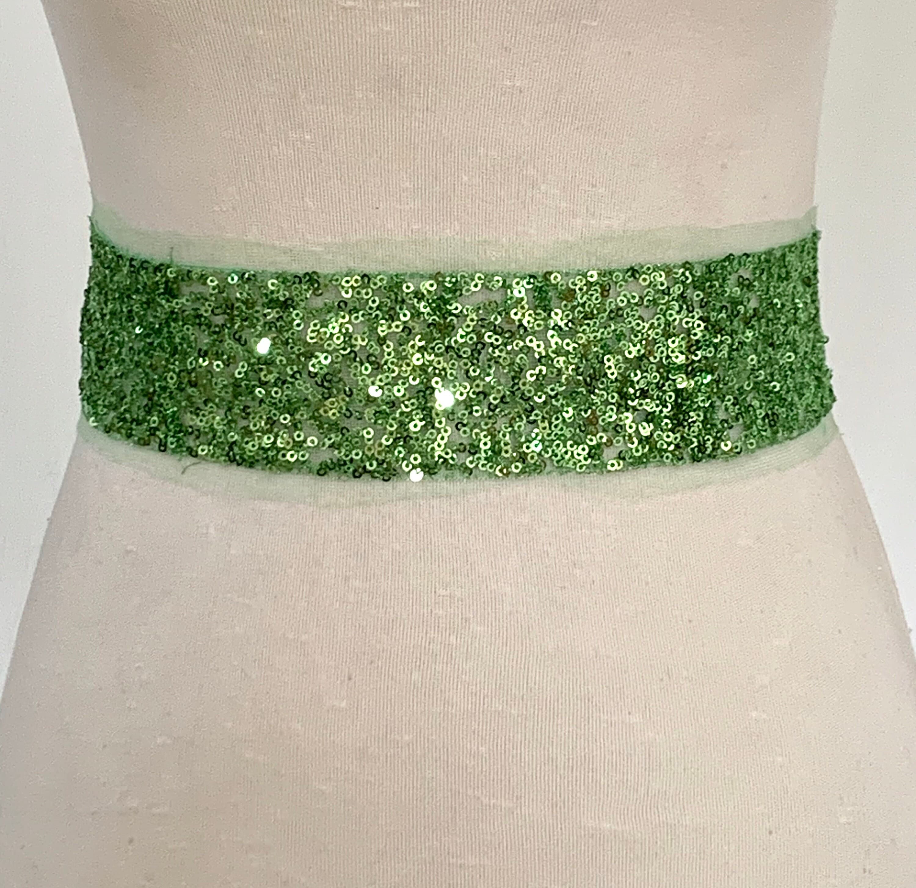 Green sequins Trim, Green embroidered Trim,tulle trim, Green  sparkling trim, Home Decor trim, Green sequins trim. - image 3