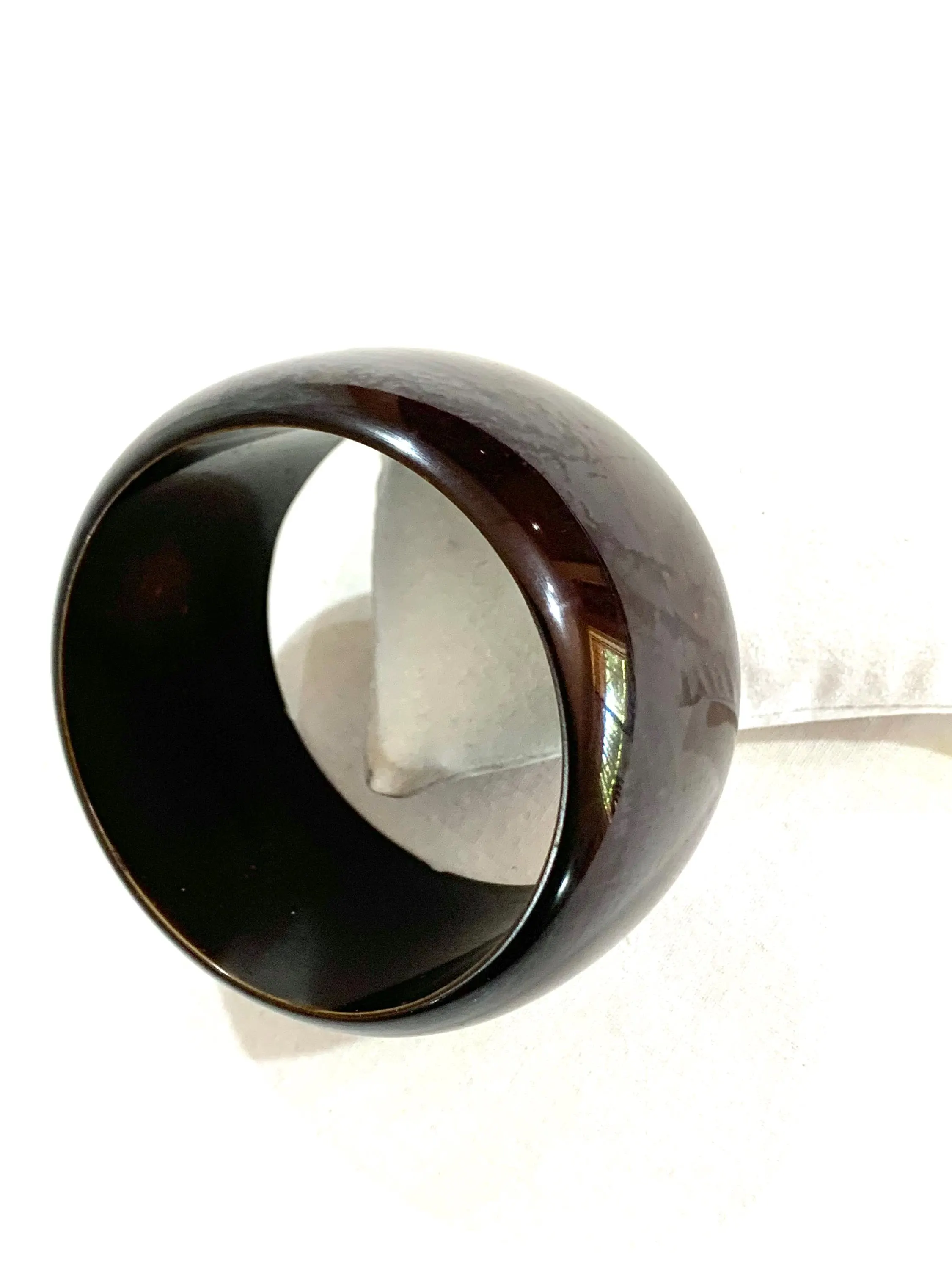 Dark Brown Chunky Bangle, Wide Polished Horn Style Curved Cuff, Minimalist Retro Statement Jewellery. - image 4