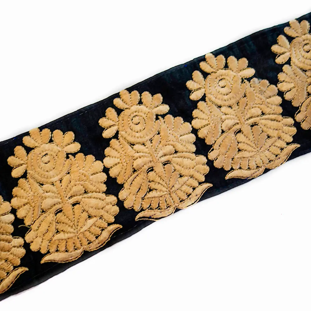 Black trim, Black n  beige trim, Beige embroidered trim, fashion trim, border trim, folded edges trim. - image 3