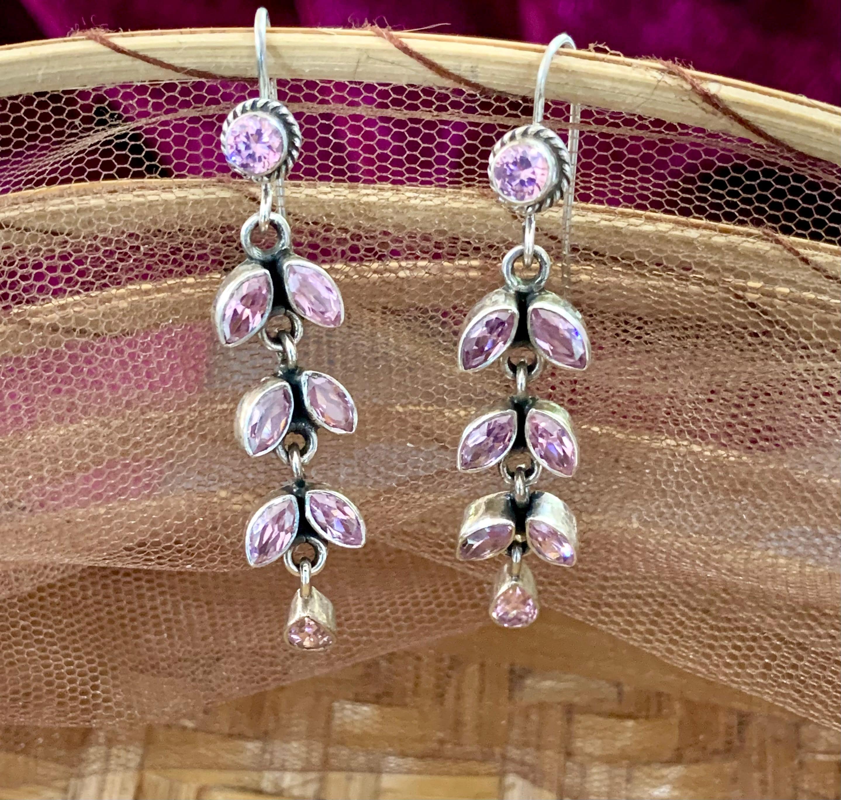 Pink Zircons Chandelier Earrings - image 3