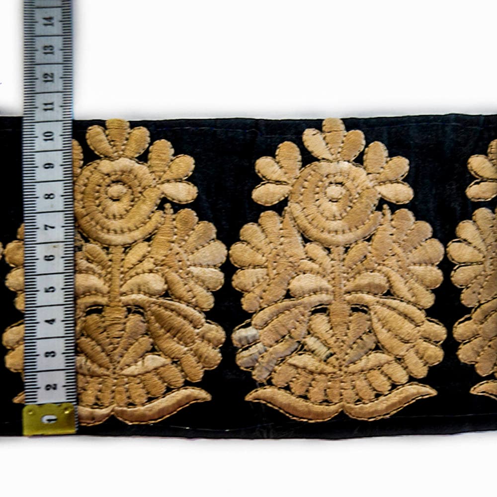 Black trim, Black n  beige trim, Beige embroidered trim, fashion trim, border trim, folded edges trim. - image 5