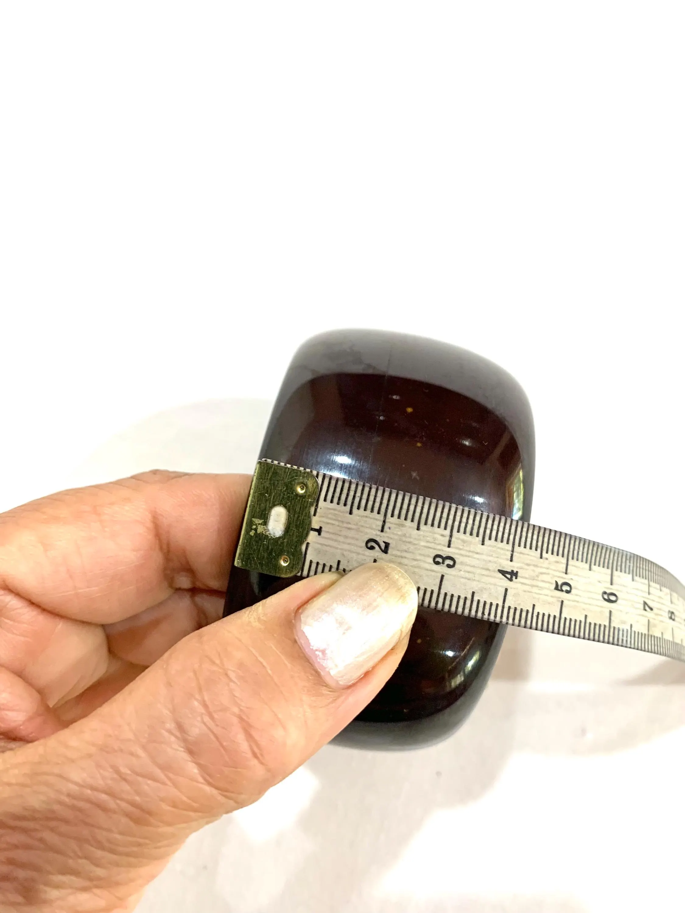 Dark Brown Chunky Bangle, Wide Polished Horn Style Curved Cuff, Minimalist Retro Statement Jewellery. - image 5