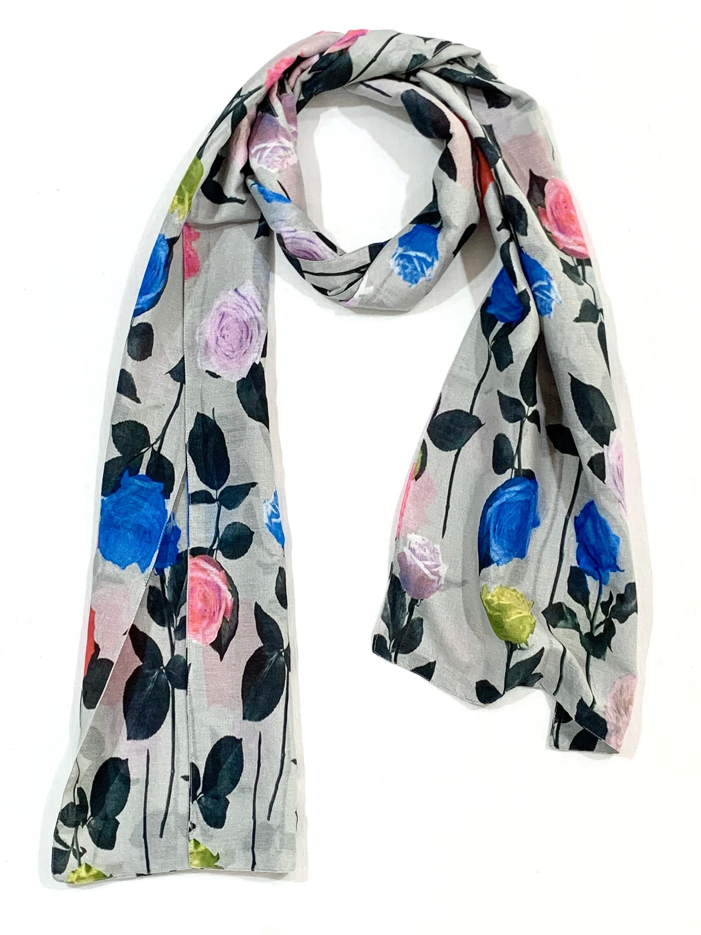 Grey base Cotton silk scarf, digitally printed Luxurious scarf, summer n spring scarf, feel good cotton silk scarf. - image 5