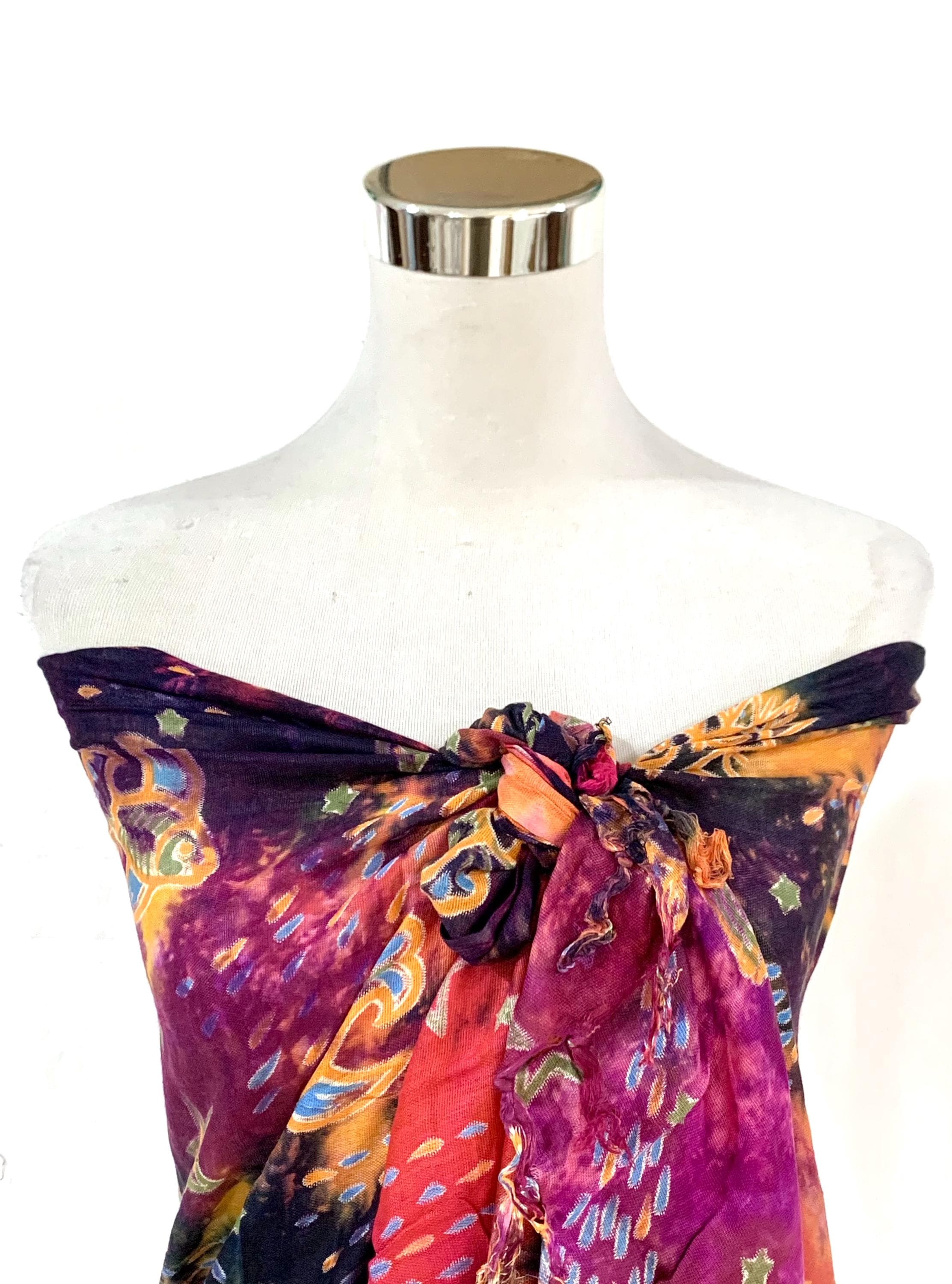 Multicolour Sarong Shawl, 100% Viscose, Mixed colour Beach wear shawl, multipurpose shawl, Screen printed feel good Sarong  shawl or Pareo.