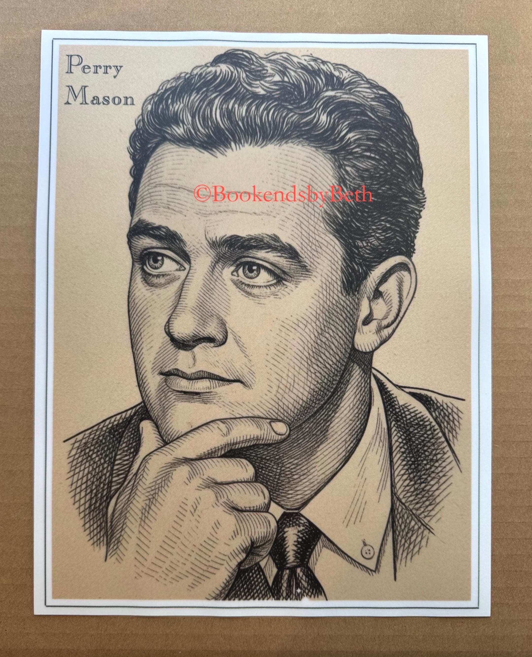Perry Mason Poster Art Print, Raymond Burr Portrait 8.5x11, Classic TV, Lawyer Gift, Perry Mason Fan Gift