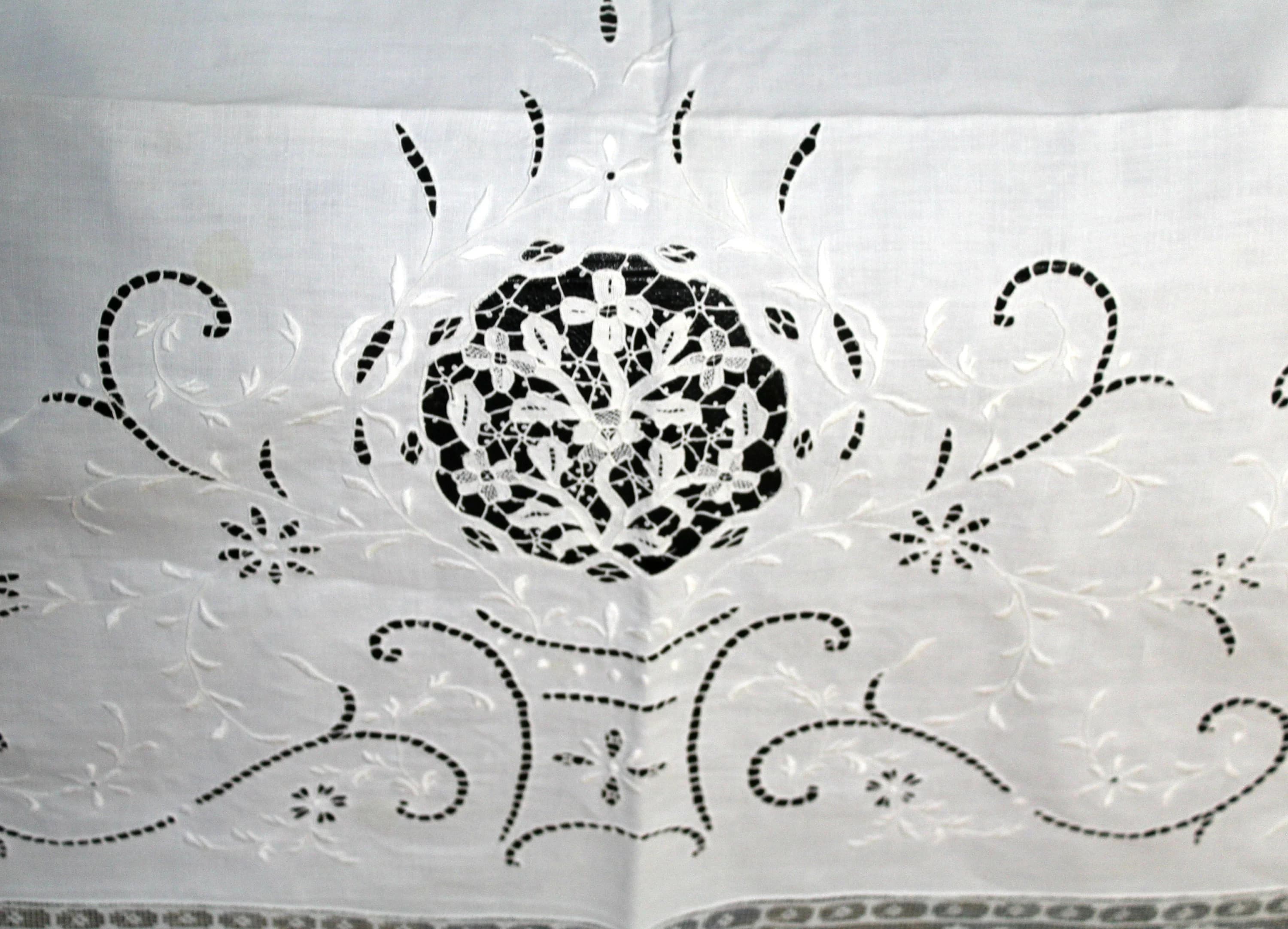 Antique  Tablecloth 75'' X 75'' Square Hand Made - image 2