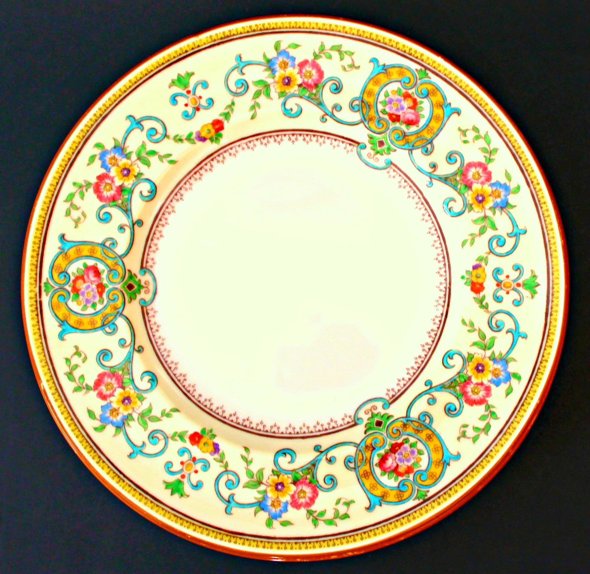 Vintage Tiffany Hand Painted by Cauldon England Plates  Set of 11 Lunch On or Salad Plates 8'' D