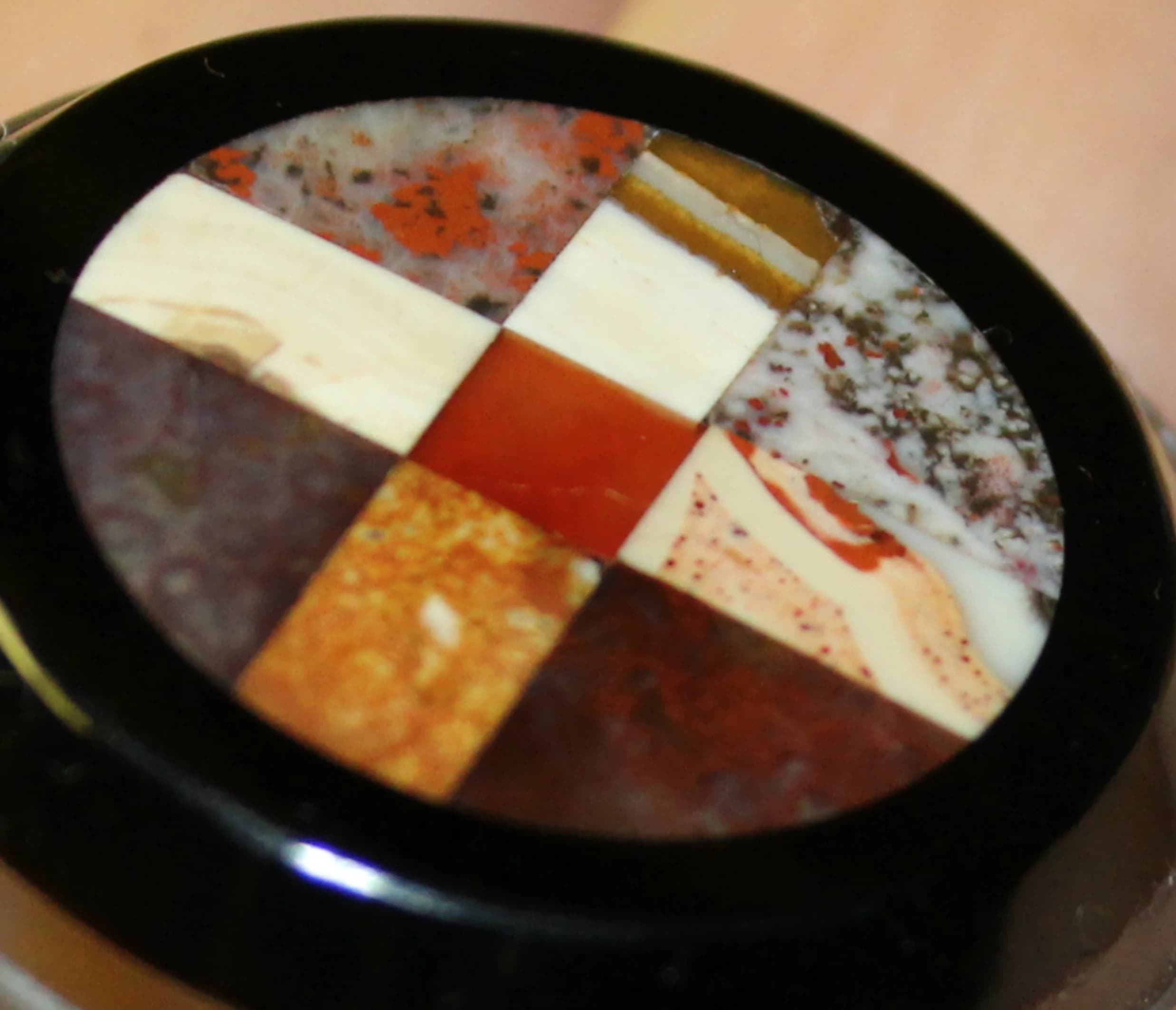 Antique Scottish Pietra Dura Silver Agate Brooch - Chilli Agate - image 4