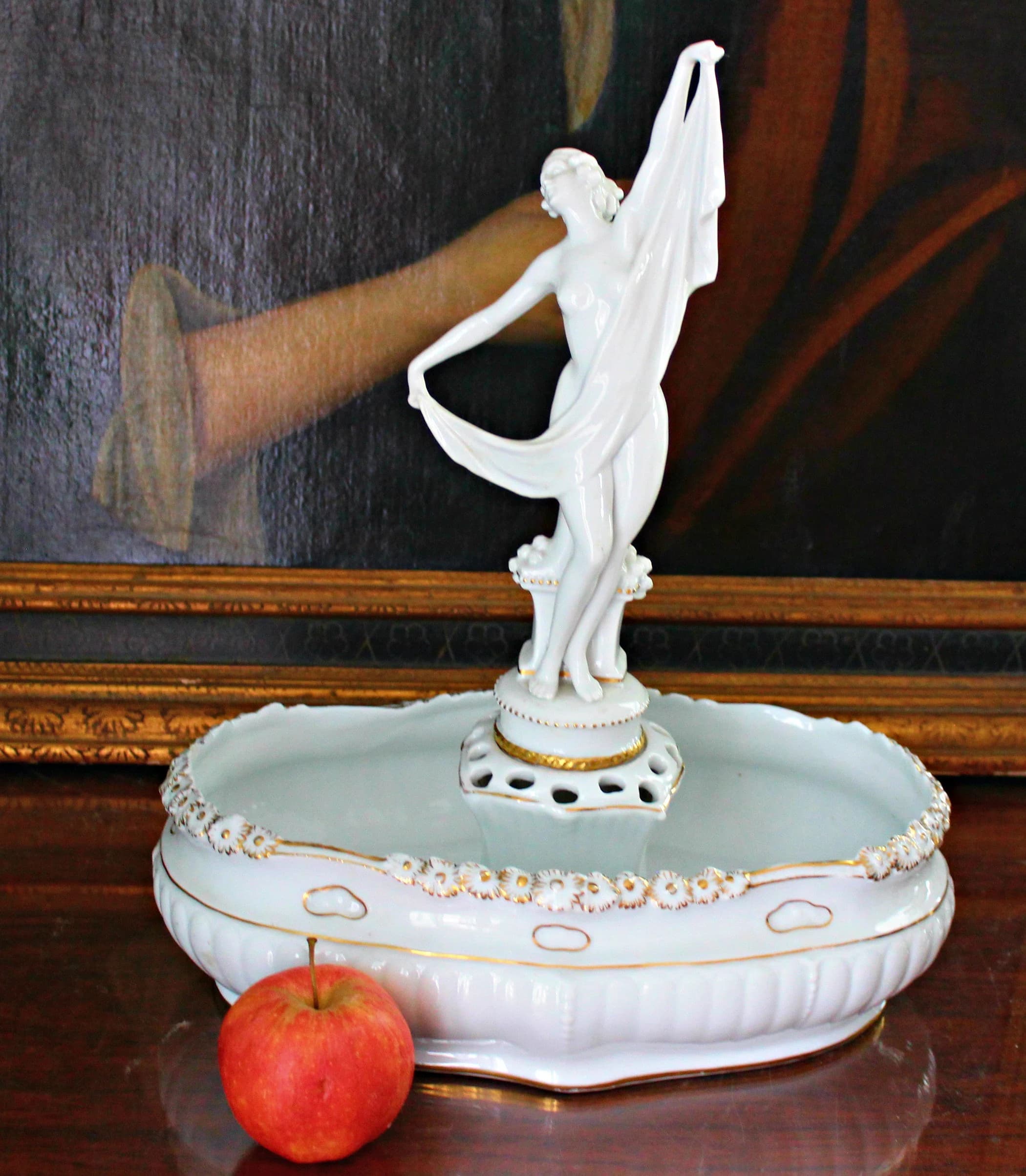 Art Deco German Porcelain Centerpiece Flower Frog Planter Ca 1920's Very Detailed - image 4