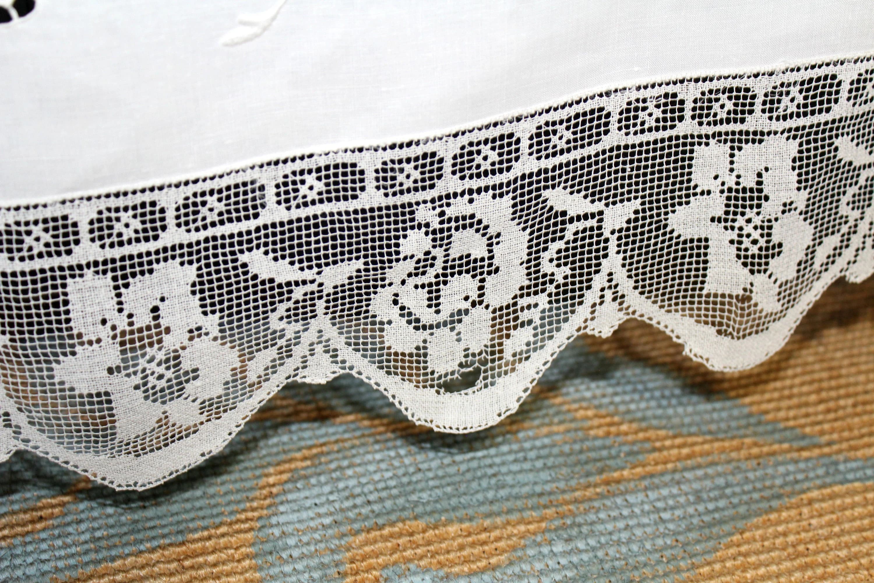 Antique  Tablecloth 75'' X 75'' Square Hand Made - image 4