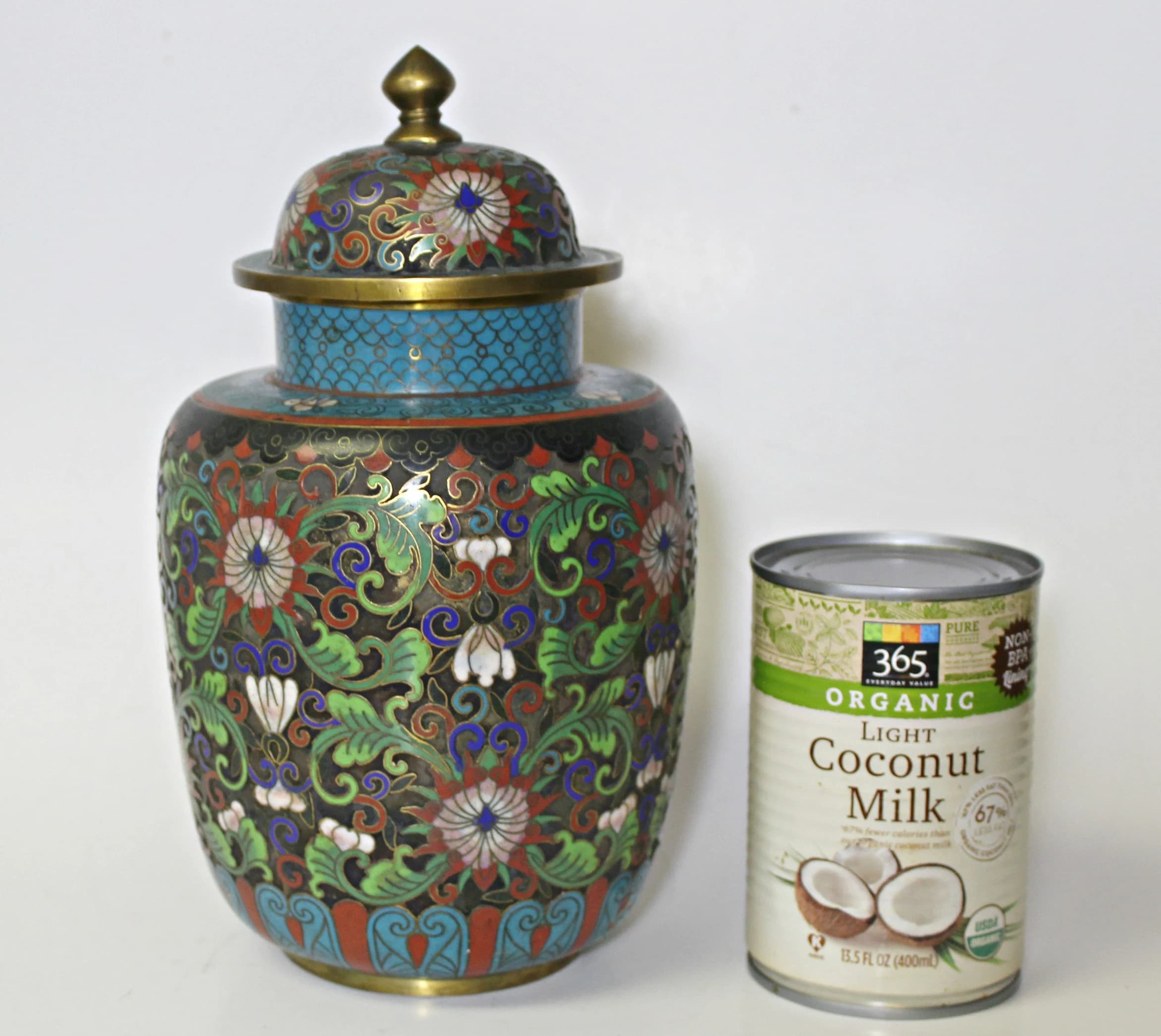 Antique Chinese Cloisonne Champleve Vase with Lid Signed - image 3
