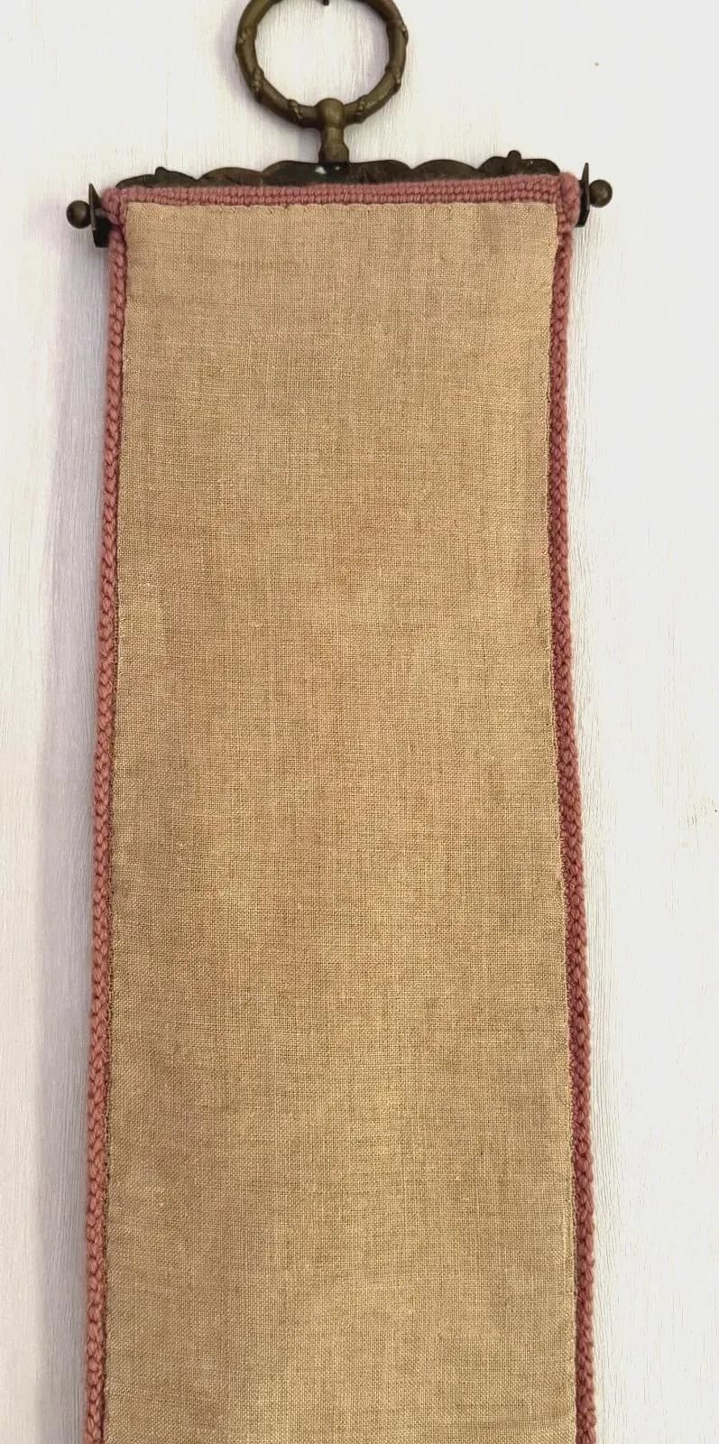 Antique French Floral Needlepoint Panel Floral Pink - image 5