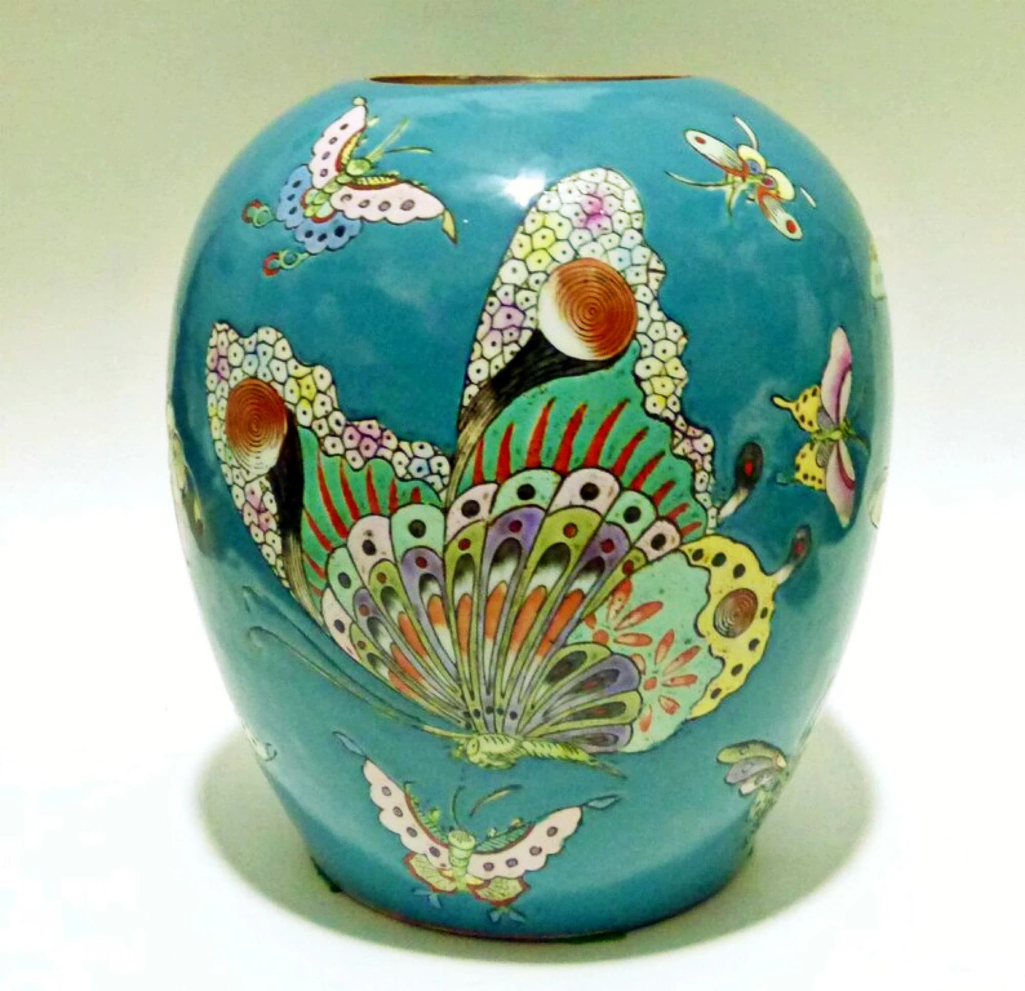 Chinese  Porcelain Jar  Butterflies  10'' Height - image 2
