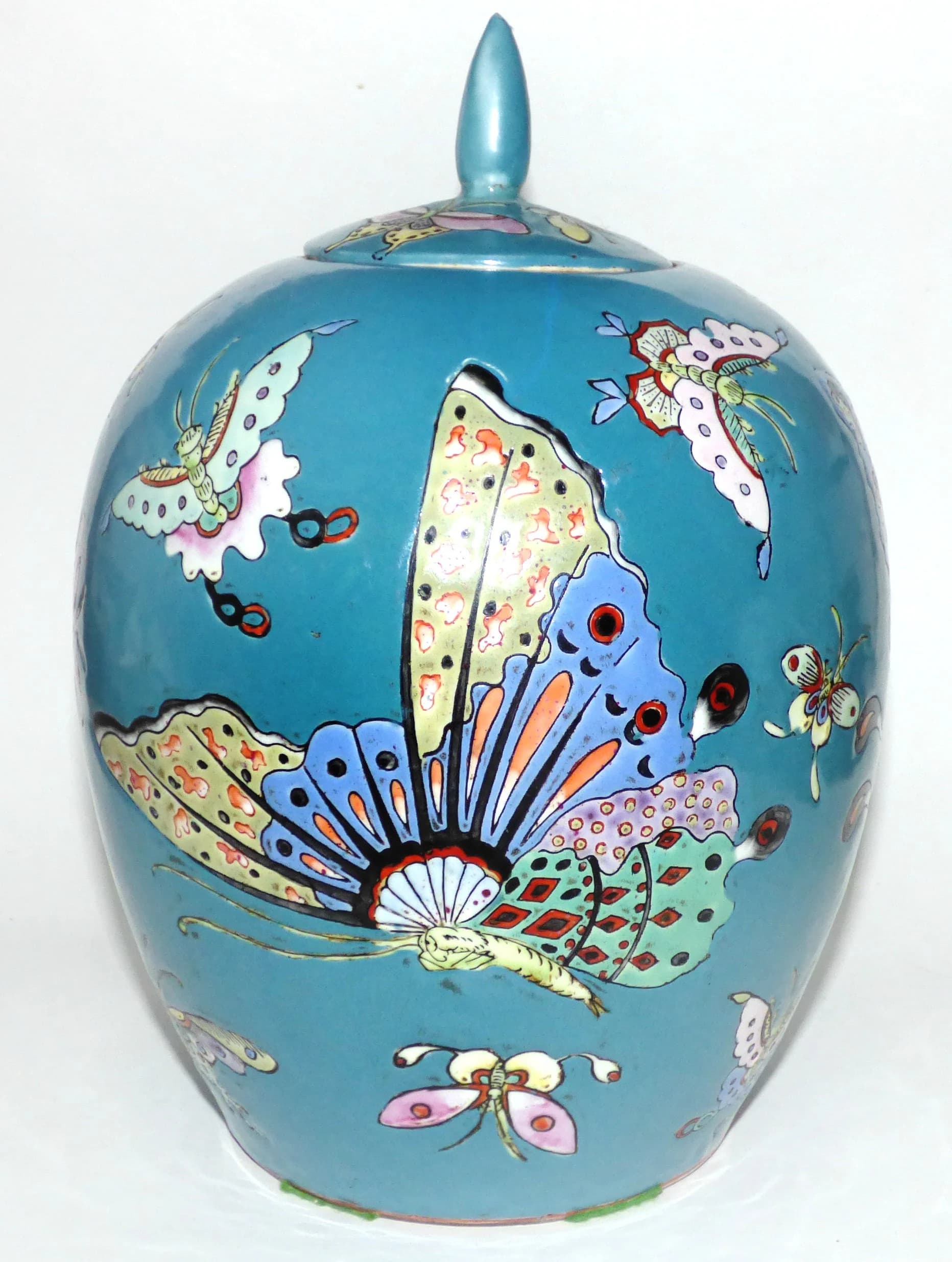 Chinese  Porcelain Jar  Butterflies  10'' Height - image 3
