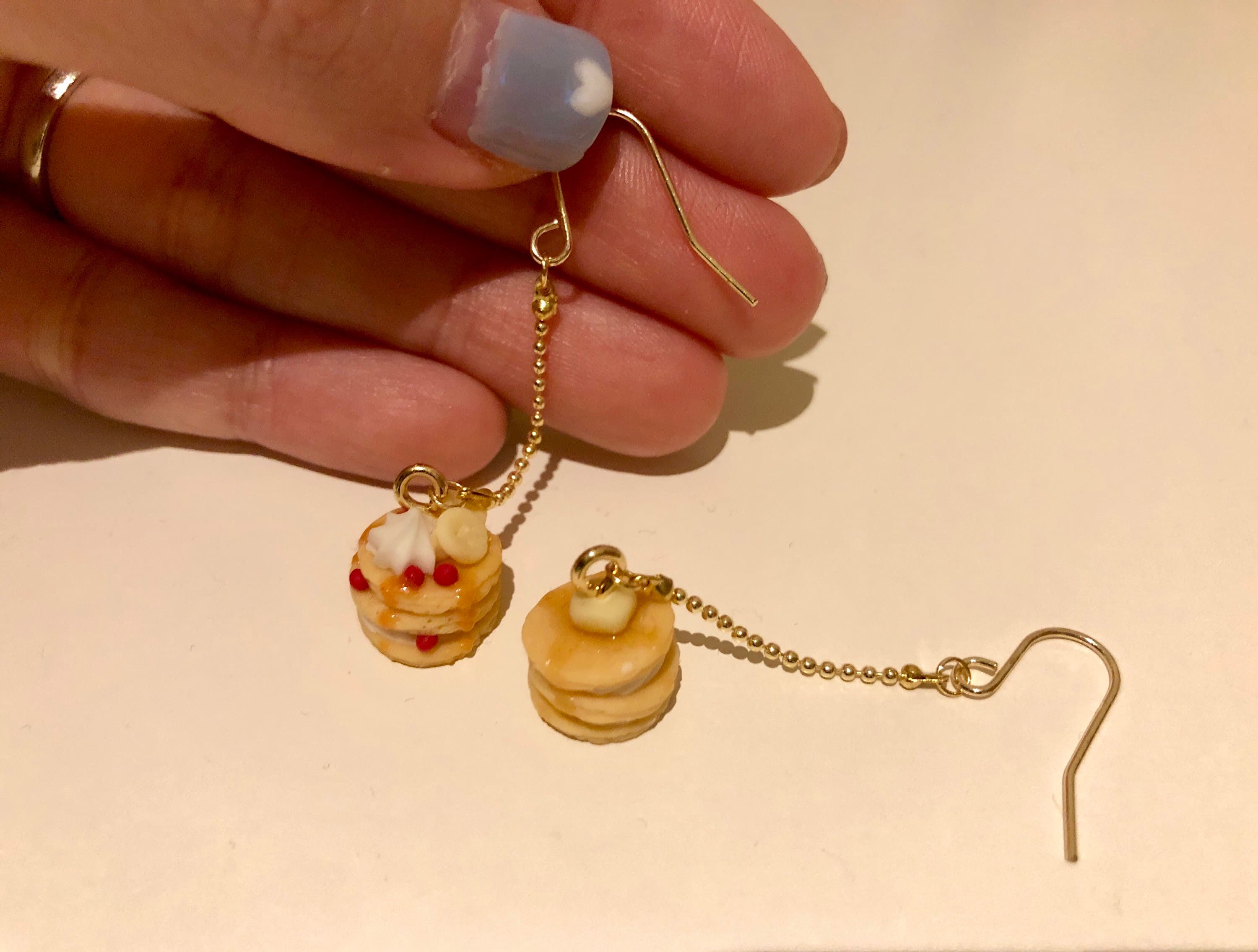 Miniature Cafe Pancakes Dangling Earrings, Stainless Steel Hooks (Handmade by Donuthings) - image 5