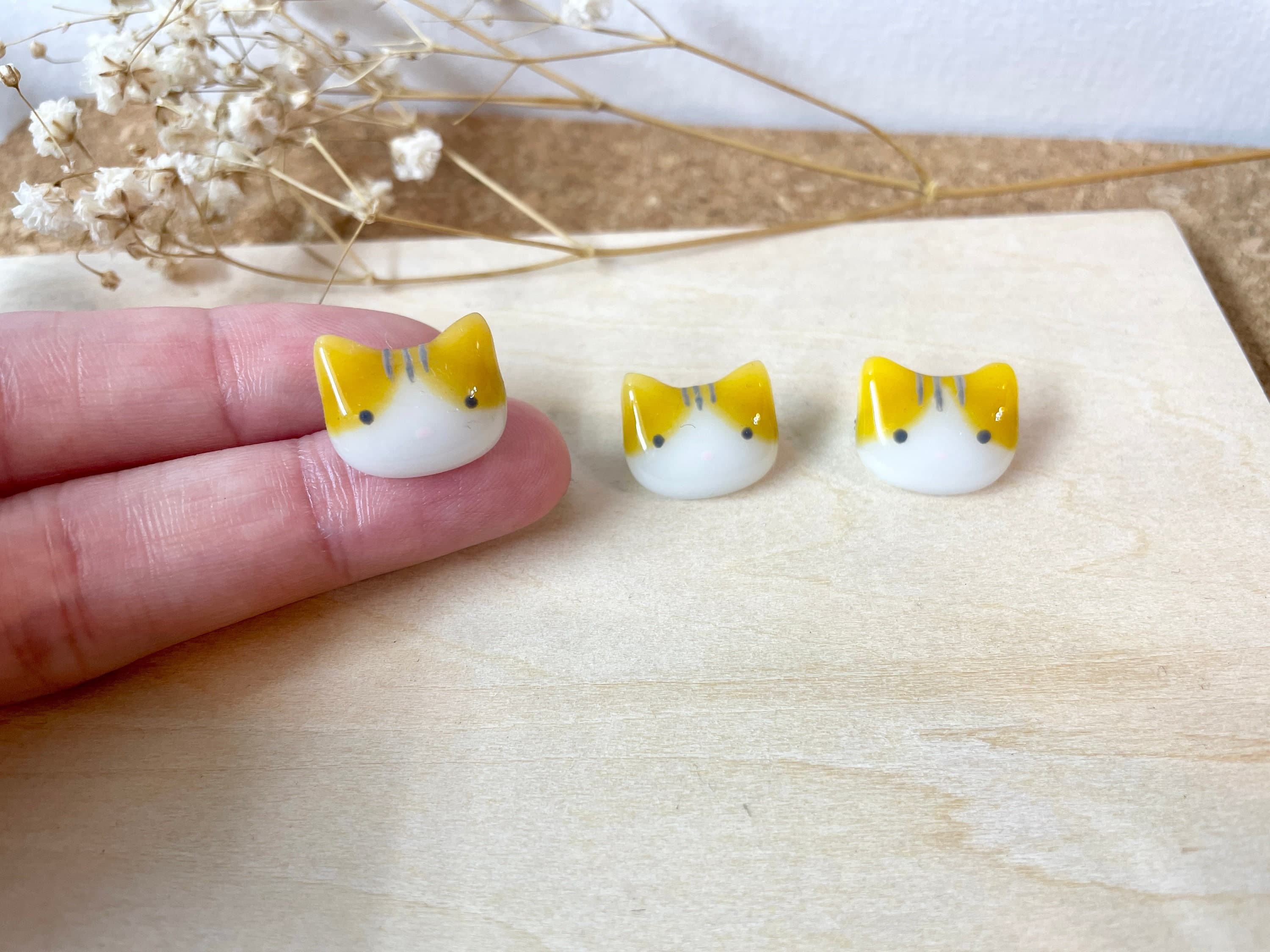 Handmade Resin Cat Pin Badge: Ginger, Calico, Milk Cat Designs - image 3