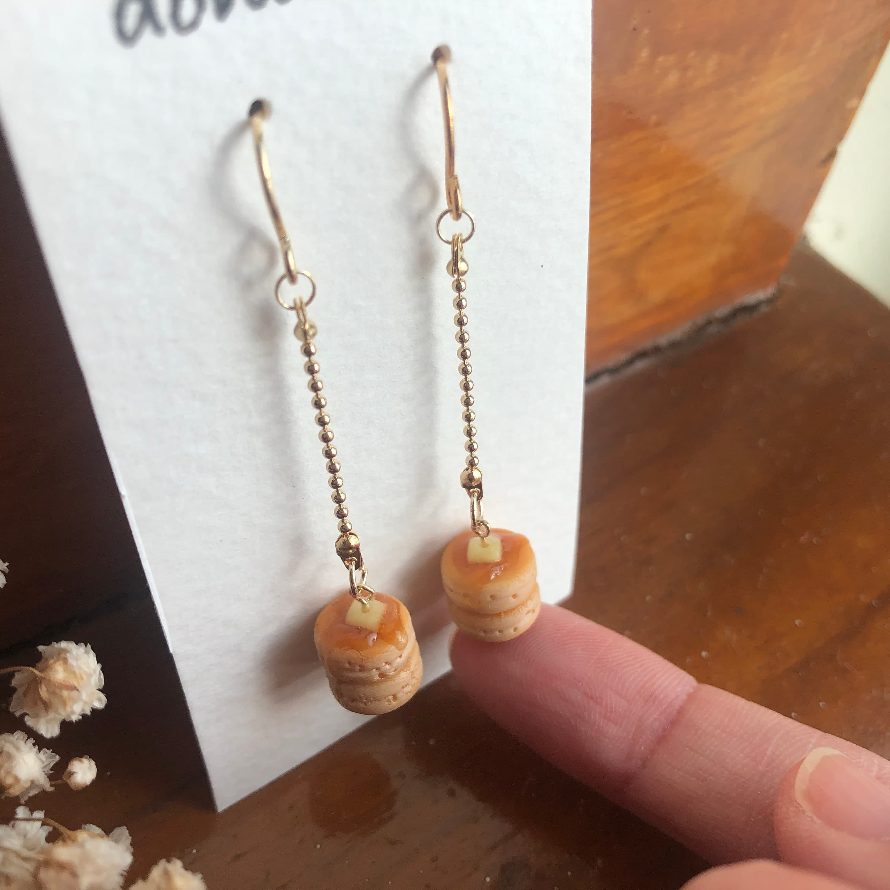 Miniature Pancake Dangle Earrings, Handmade Food Jewelry - image 5