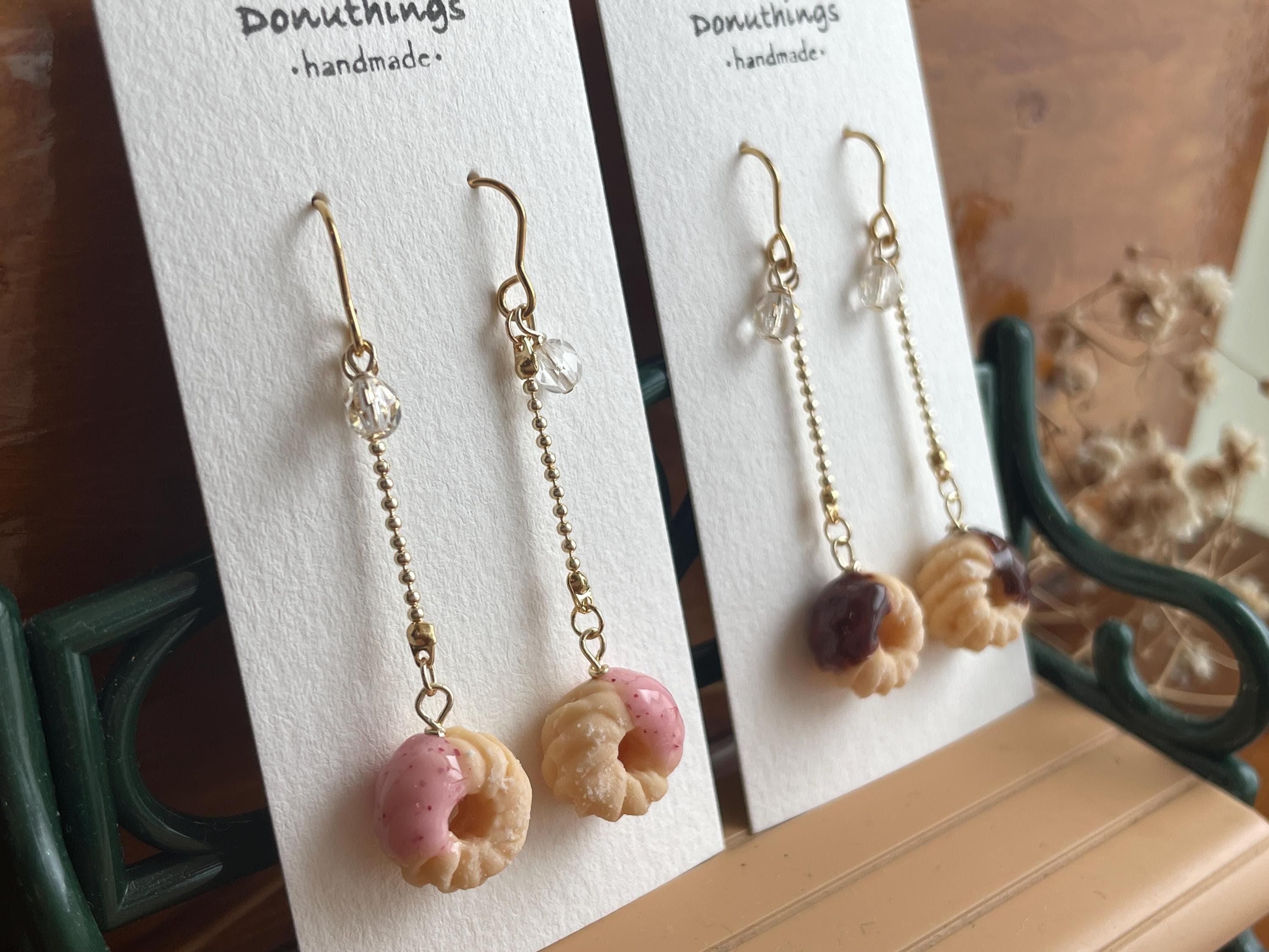 Miniature French Cruller Earrings, with Stainless Steel Hooks (Handmade by Donuthings) - image 3