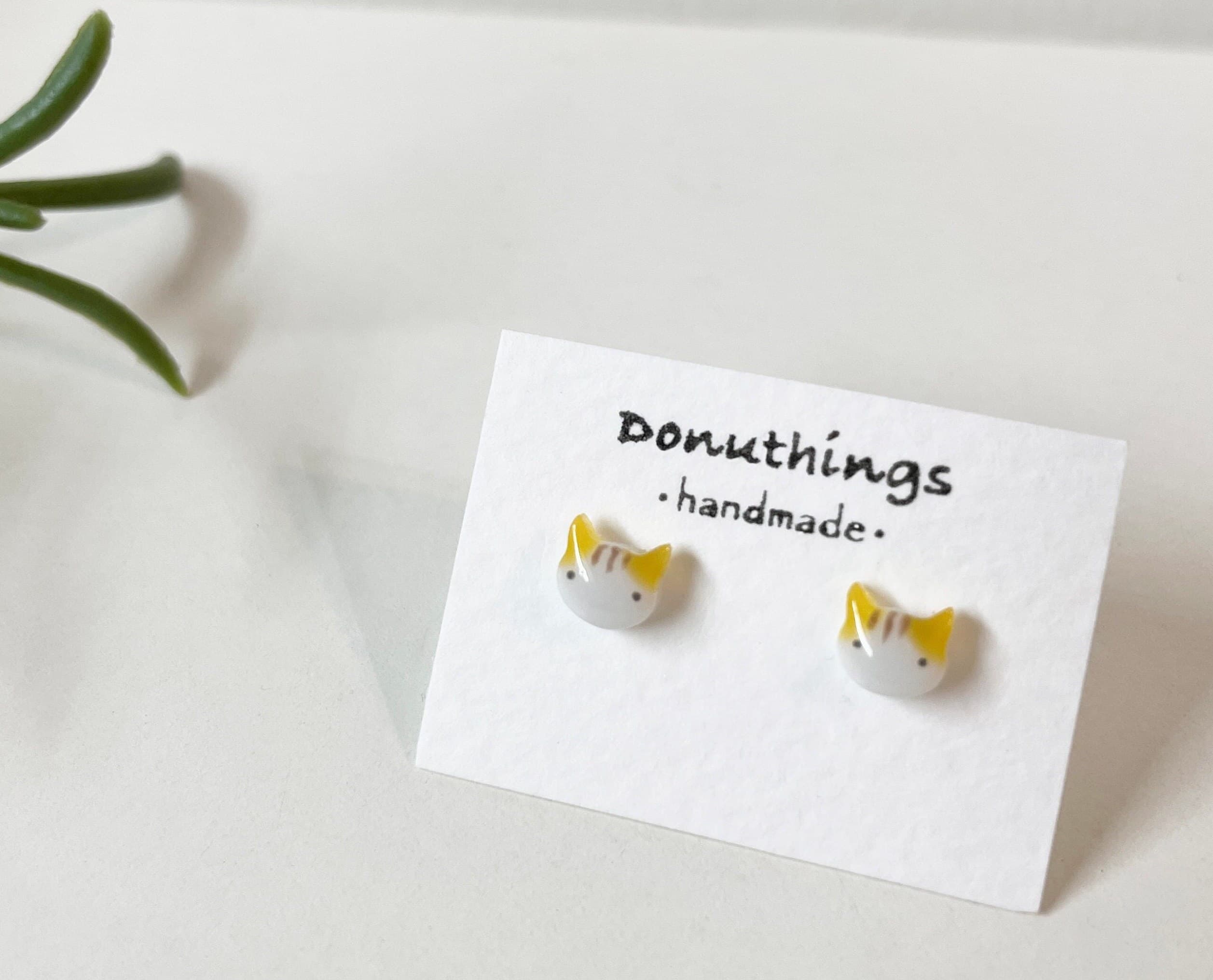 Handmade Ginger Cat Stud Earrings – Stainless Steel Back - image 3