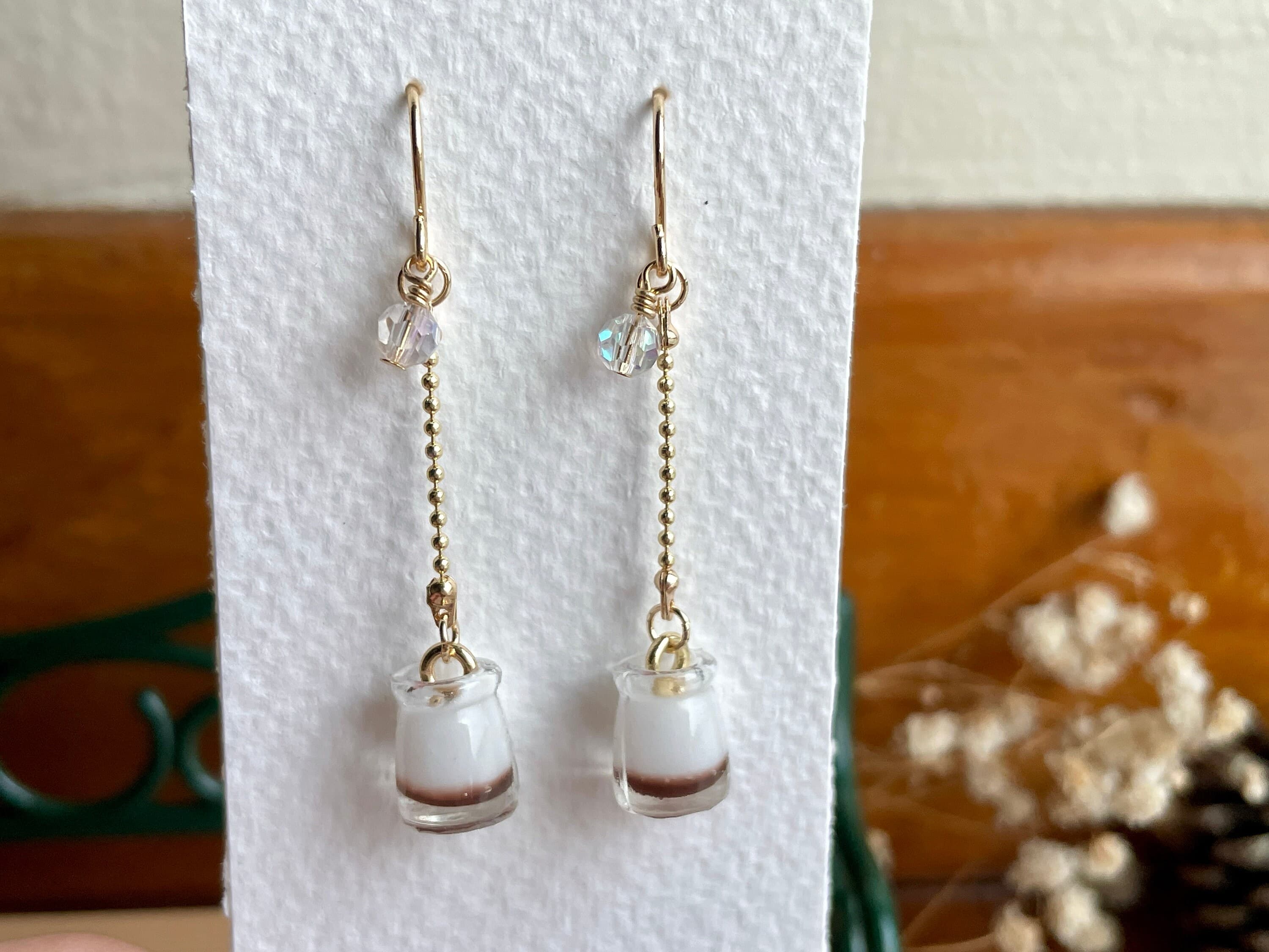 Miniature Milk Pudding Dangle Earrings, with Stainless Steel Hooks (Handmade by Donuthings) - image 3