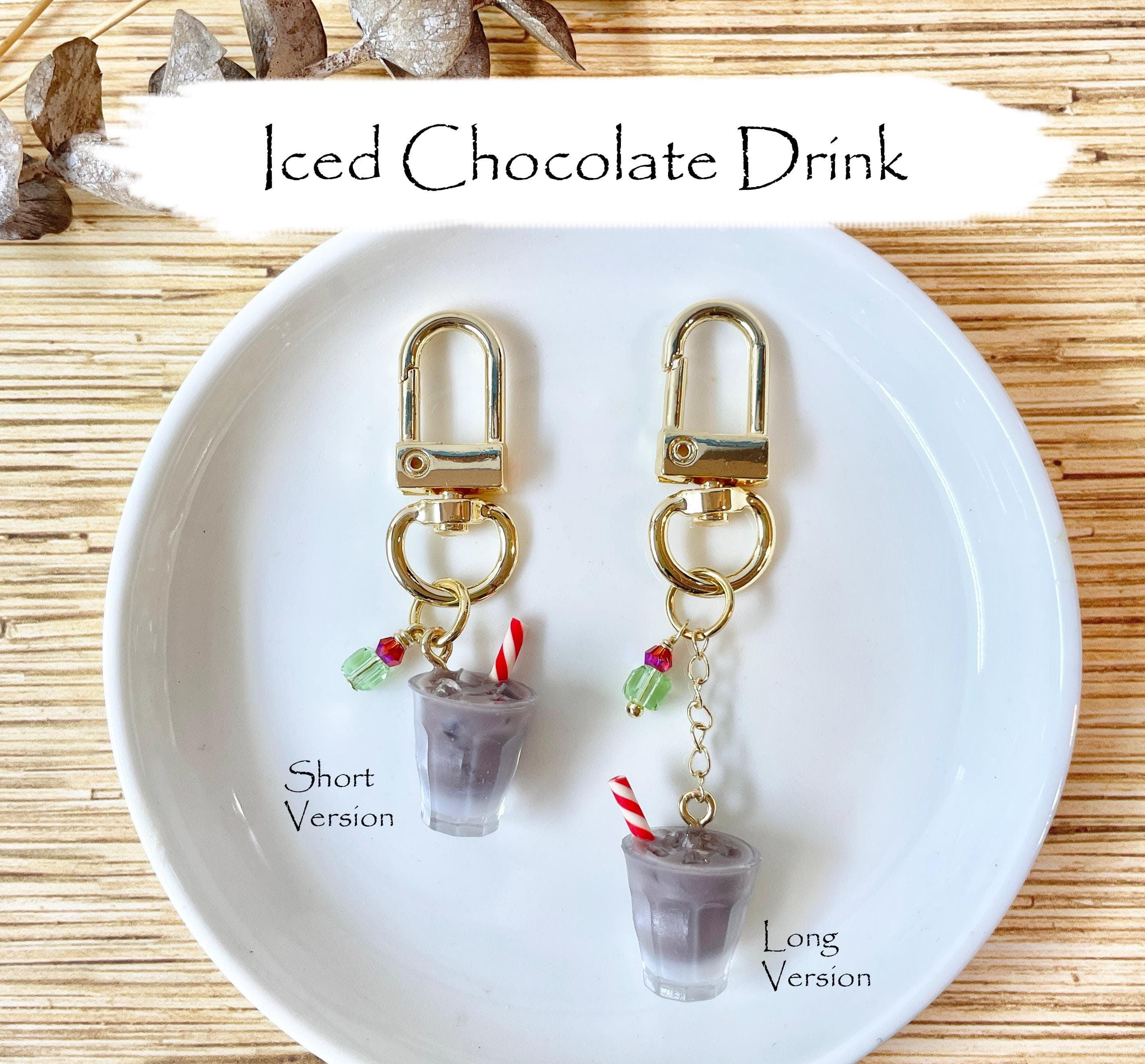 Iced Chocolate Keychain with 14k Gold Plated Findings, Anti-tarnish, Anti-Rust (Handmade by Donuthings)