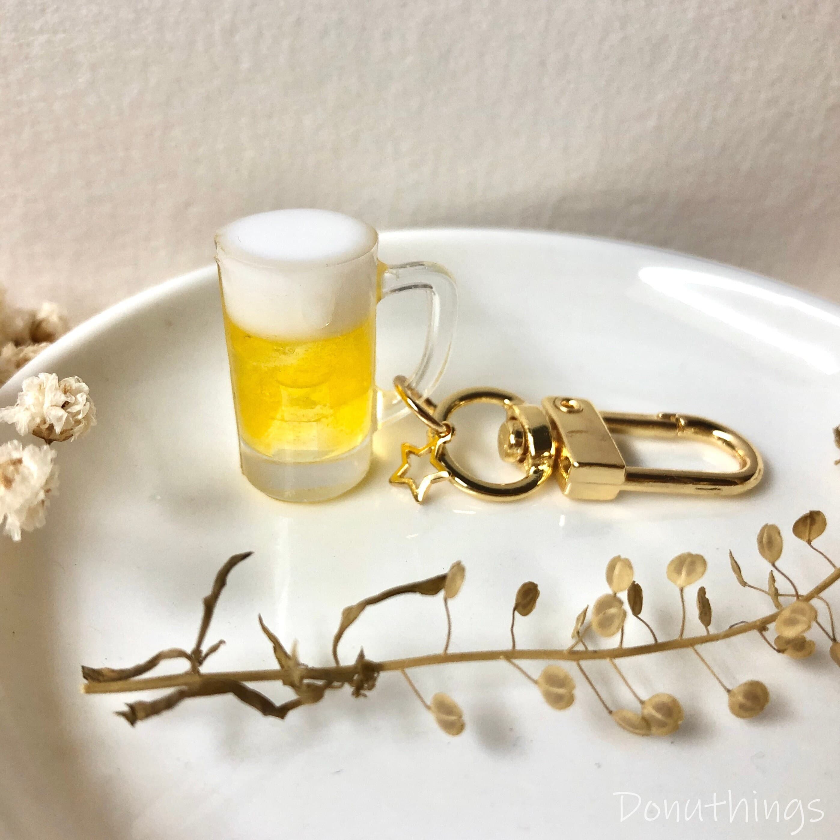 Pint of Beer Keychain with 14k Gold Plated Findings, Anti-tarnish, Anti-Rust (Handmade by Donuthings) - image 3