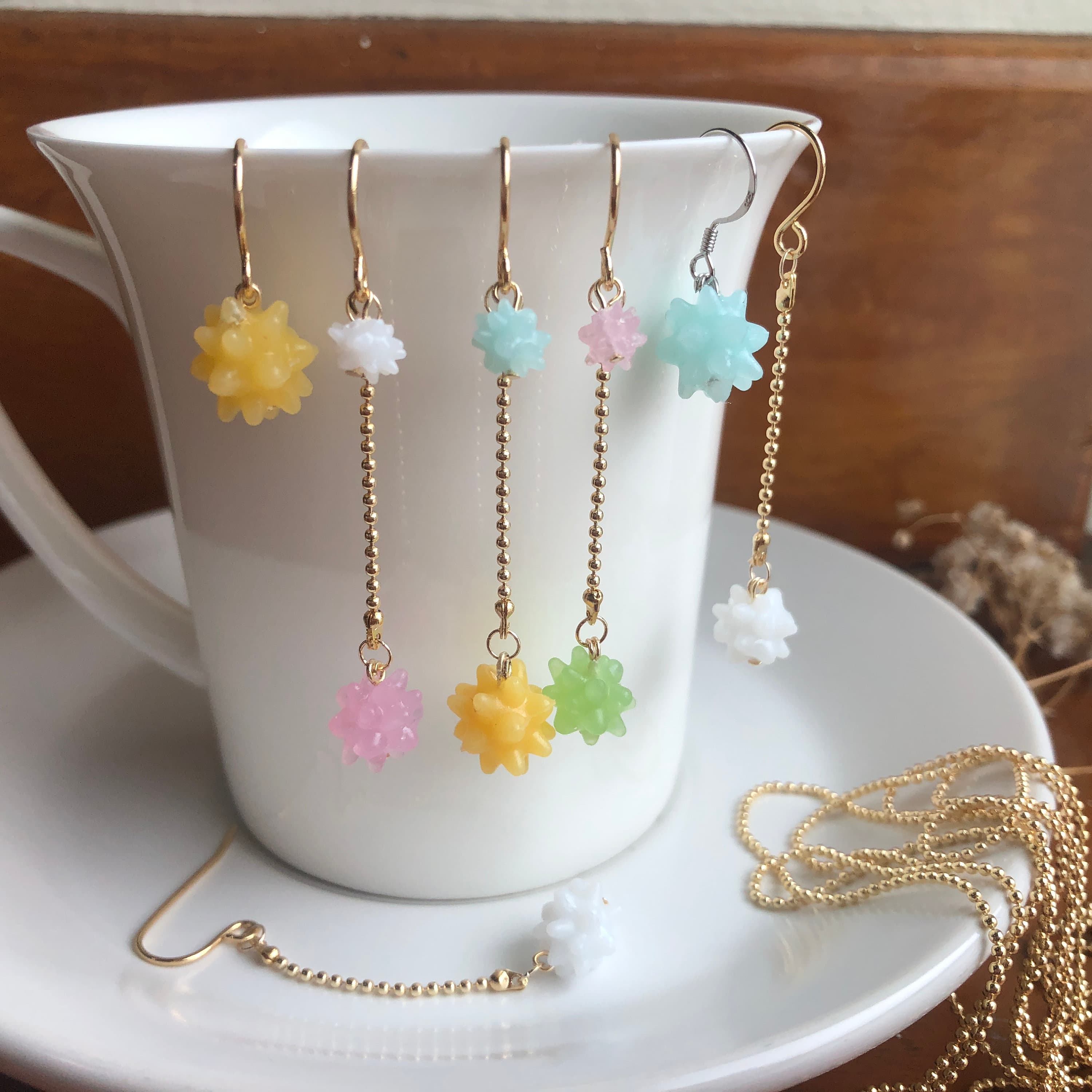 Star Fragment Earrings (Dangling Design) with Stainless Steel Hooks  (Choose your favourite colour)
