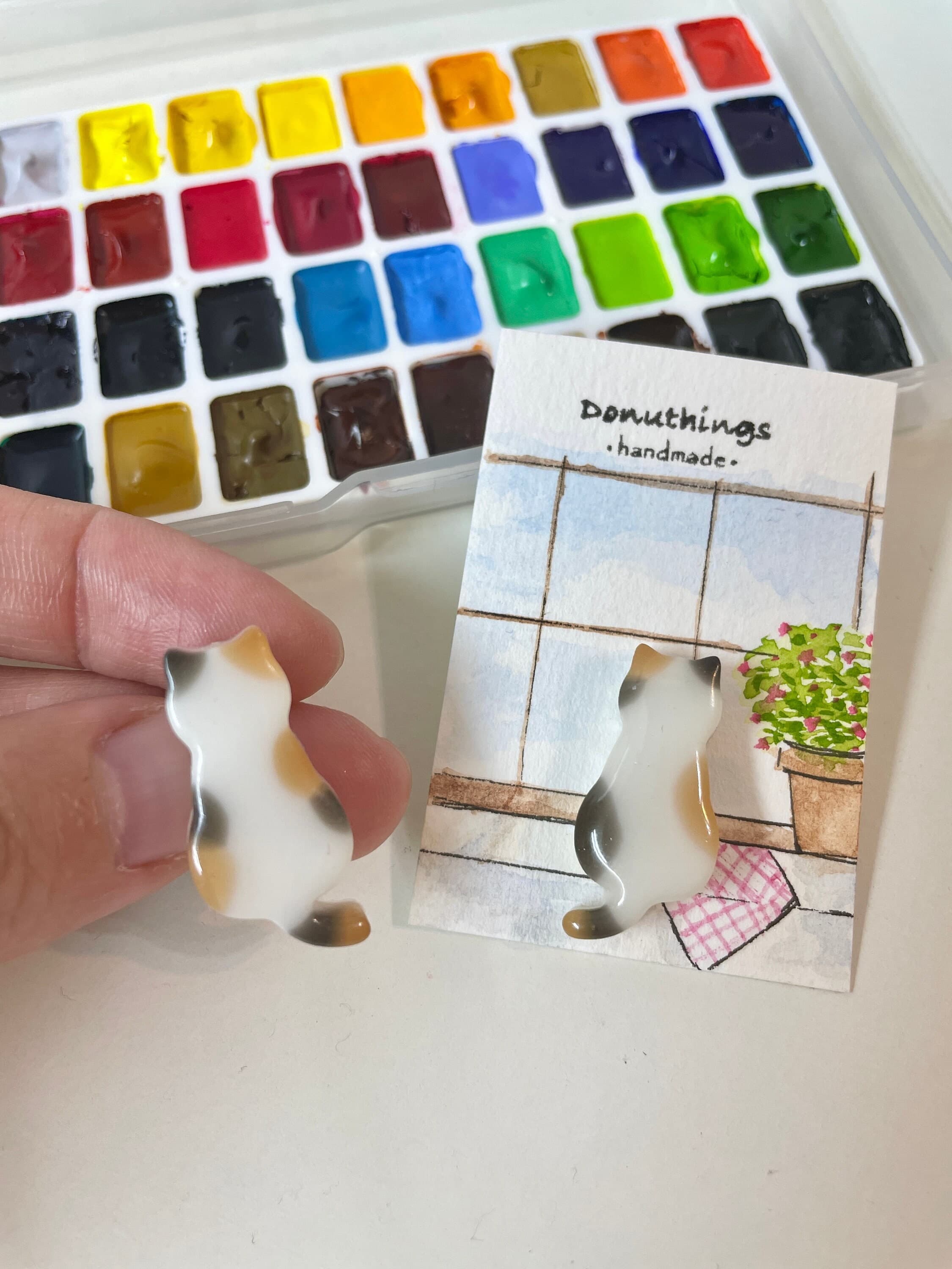 Sitting Cat Pin Badge, Calico Design, for Bags, Hats, Scarfs etc. (Handmade by Donuthings) - image 4