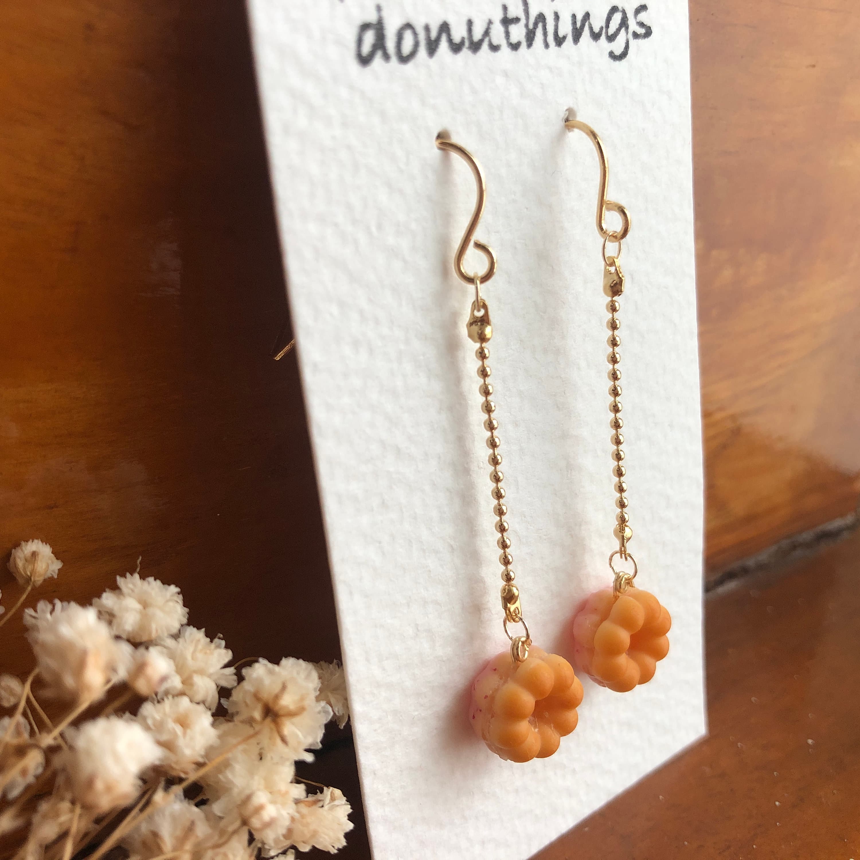 Handmade Strawberry Donuts Dangling Earrings with Stainless Steel Hooks (Handmade by Donuthings) - image 5