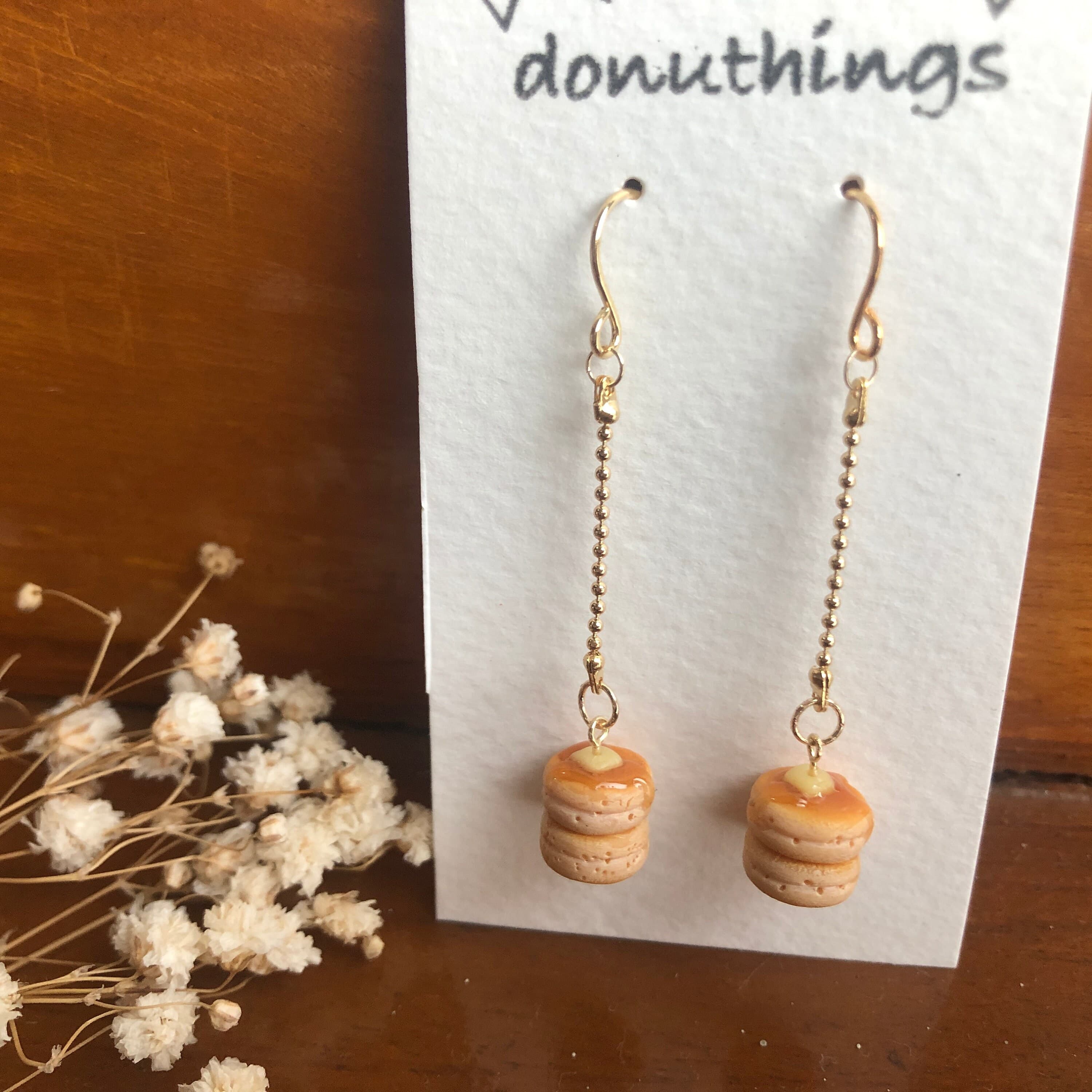 Miniature Pancake Dangle Earrings, Handmade Food Jewelry - image 3