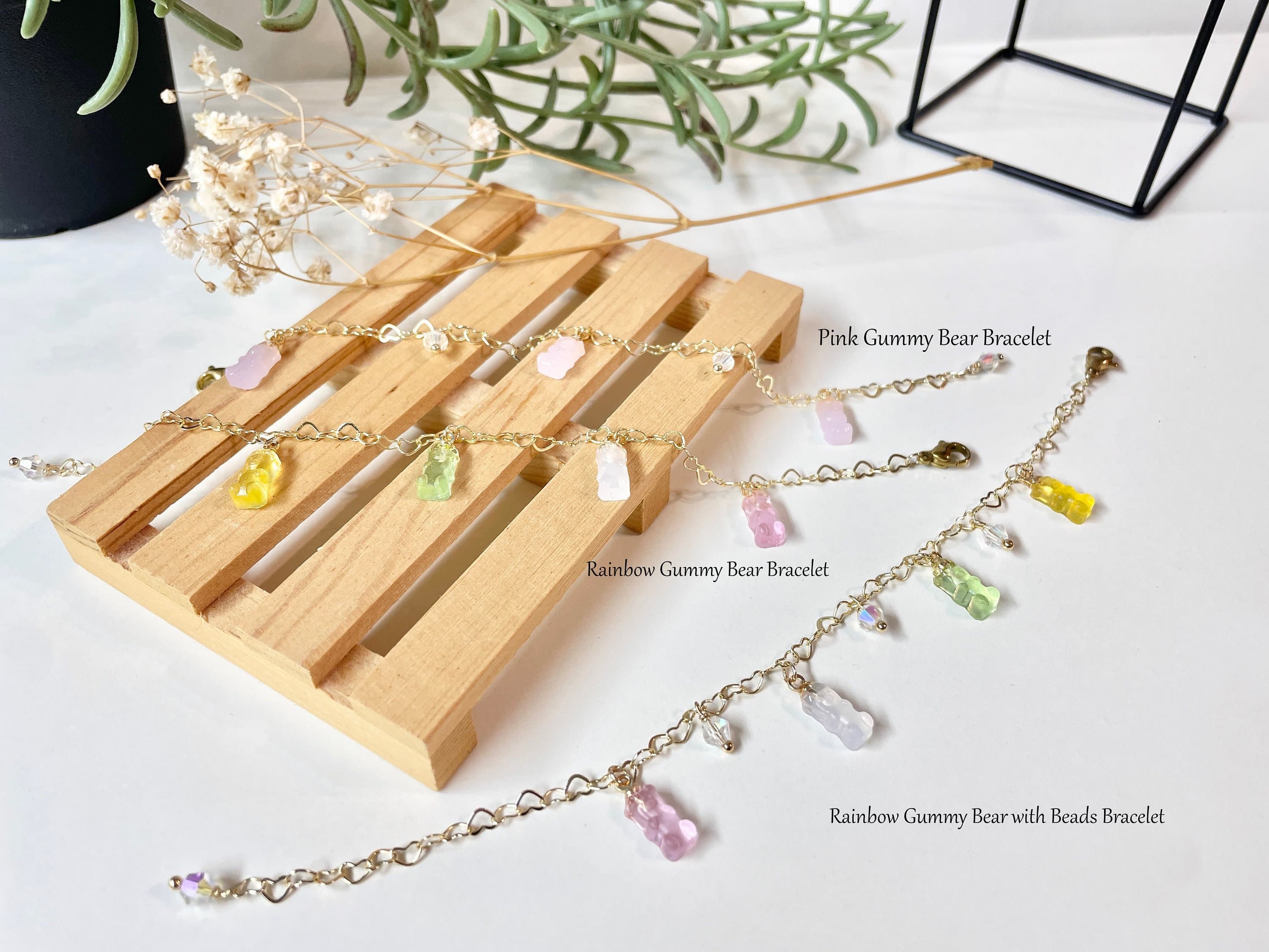 Gummy Bear Dainty Hearts Bracelet in 14KGP - 14k Gold Plated (Handmade by Donuthings)