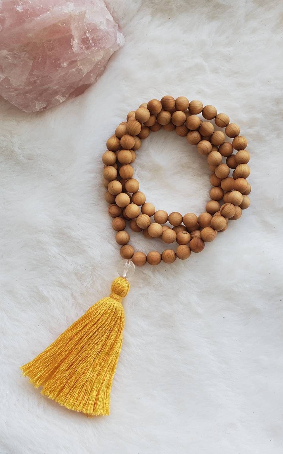 Sandalwood Chakra Mala Necklace – Meditation Beads, Reiki Infused - image 4