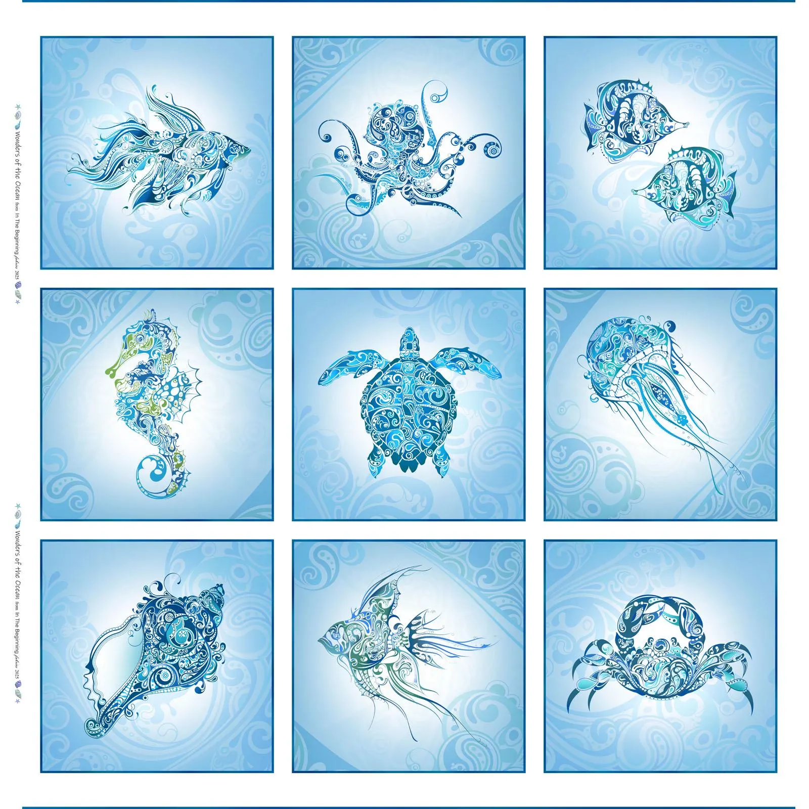 Ocean Creatures Fabric Panel: Wonders of the Ocean Quilt Cotton, By the Panel - image 3
