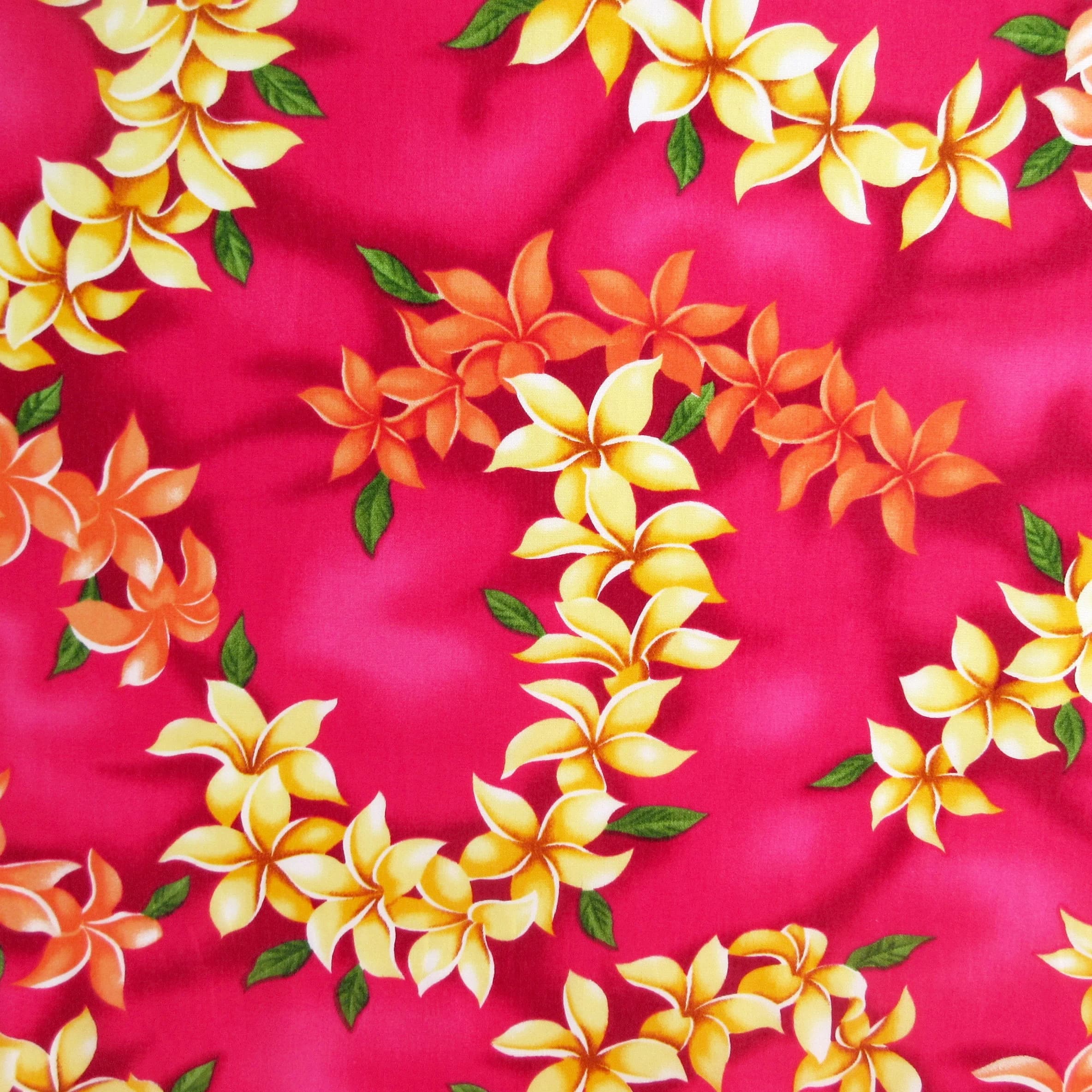 Hawaii Fabric, Island Plumeria Leis on Hot Pink, By the Half or Full Yard - image 2