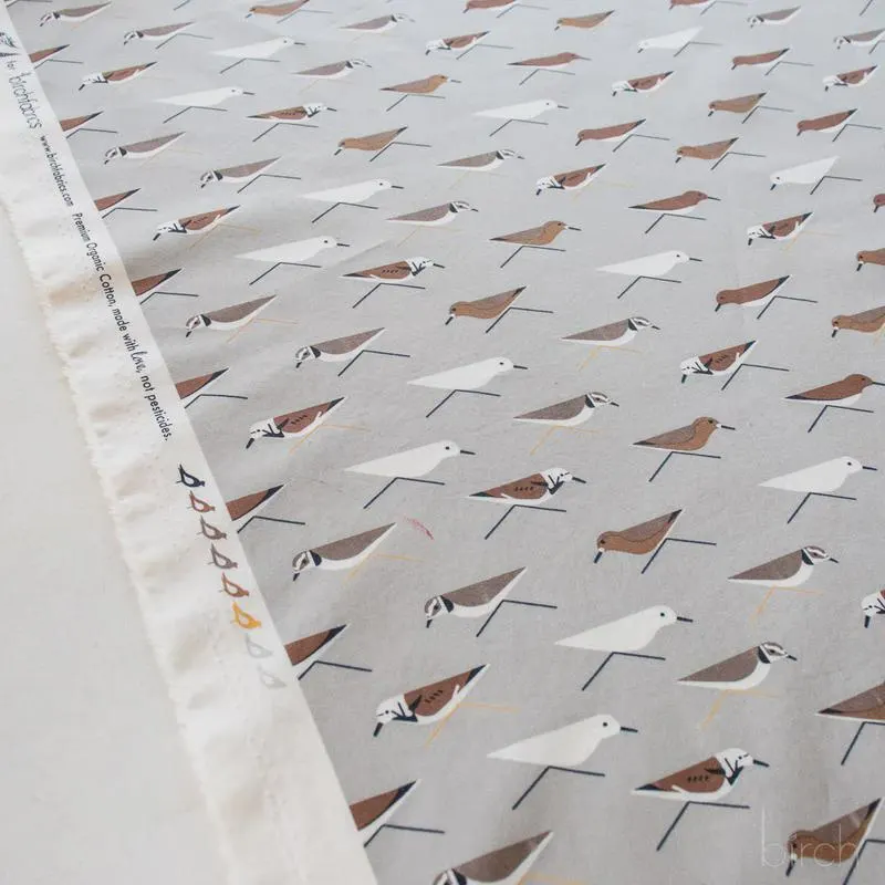 Bird Fabric, Sanderlings Organic Poplin, Charley Harper Coastal Volume 2 by Birch, By the Half or Full Yard - image 5