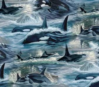 Orca Whale Fabric, Voyage -Naturescapes by Northcott Fabrics, By the Half or Full Yard - image 3