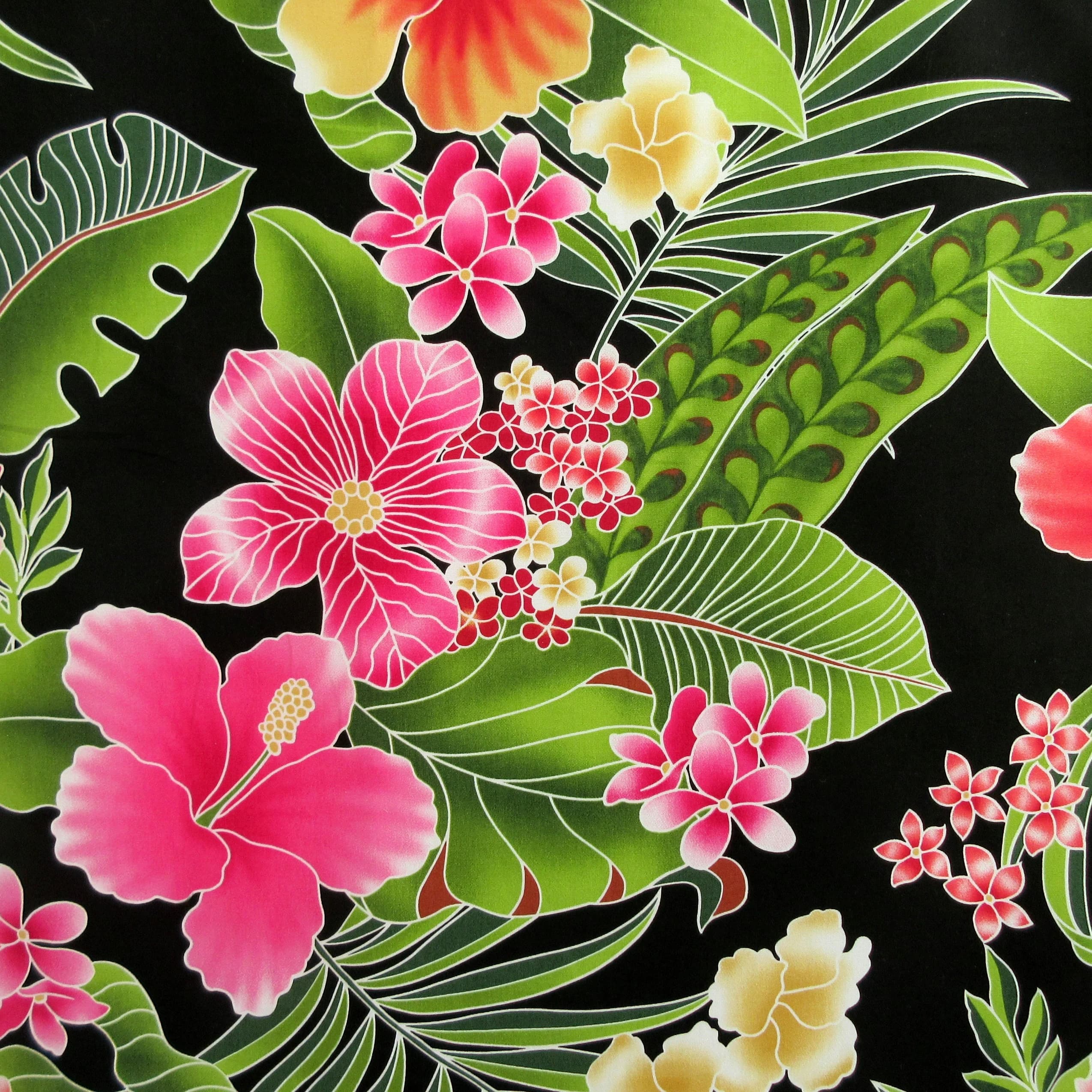 Fabric, Big Island Floral Hibiscus in Black,  Hawaiian Tropical, By the Yard - image 4