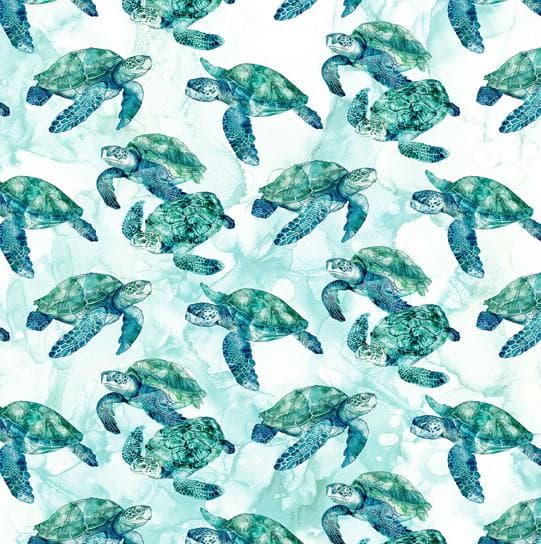 Sea Turtle Fabric, Turtles on White, Coral Reef by Northcott Fabrics, By the Half or Full Yard - image 3