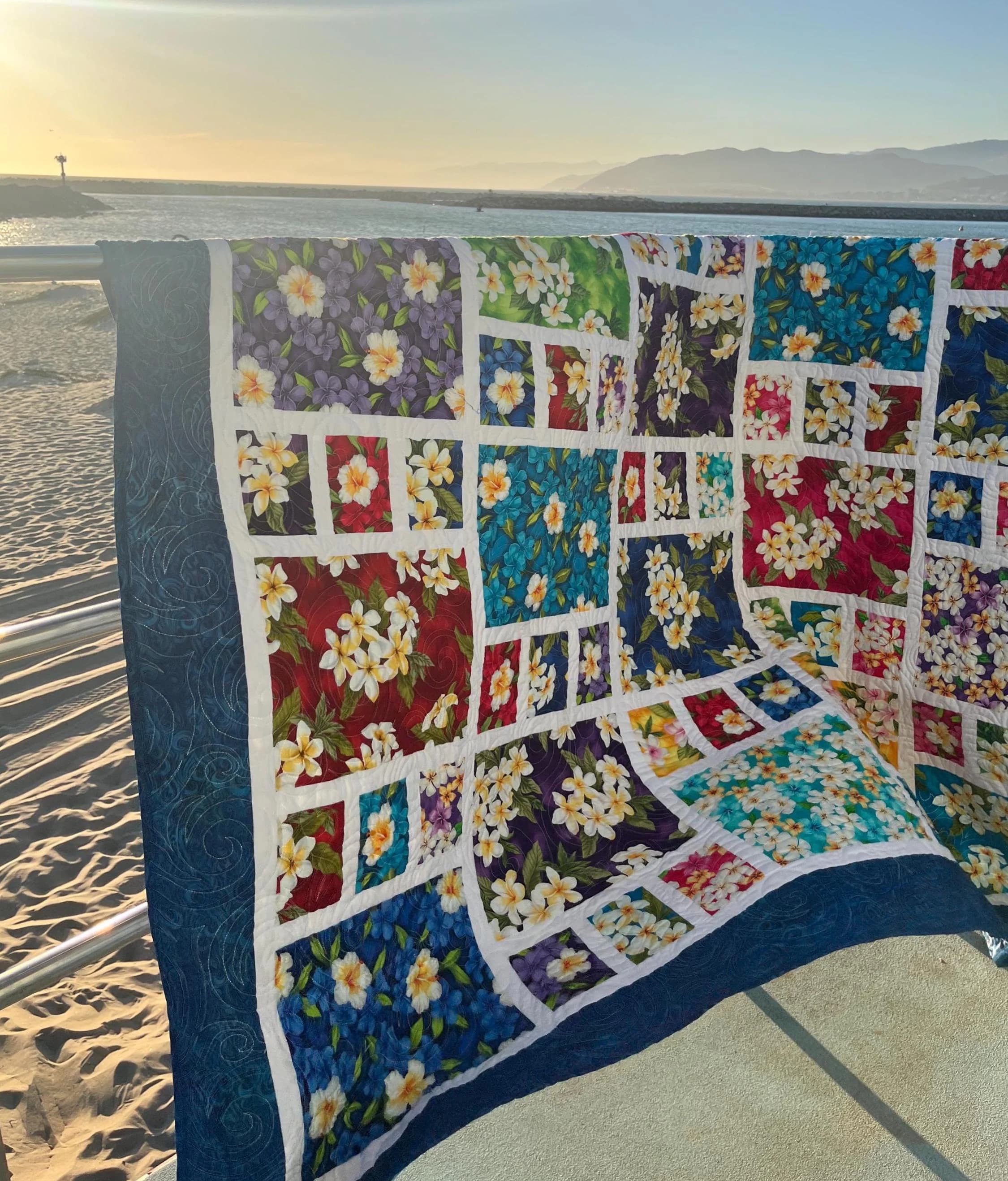 Hawaiian Quilt Kit, Aloha Island Quilt in Large Throw Size, A Blue Pacific Fabrics Exclusive