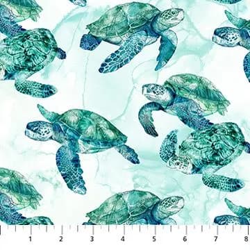 Sea Turtle Fabric, Turtles on White, Coral Reef by Northcott Fabrics, By the Half or Full Yard - image 5