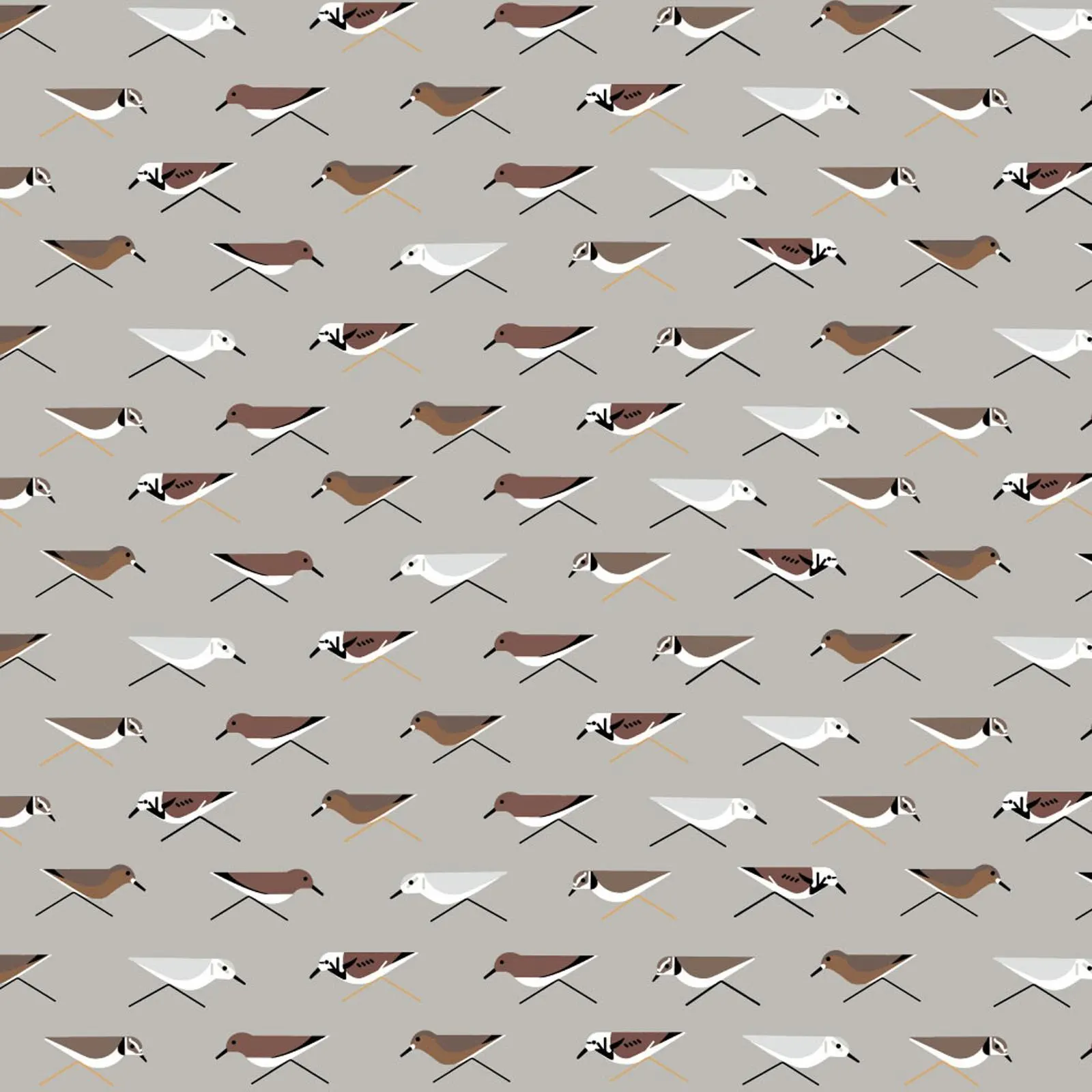 Bird Fabric, Sanderlings Organic Poplin, Charley Harper Coastal Volume 2 by Birch, By the Half or Full Yard