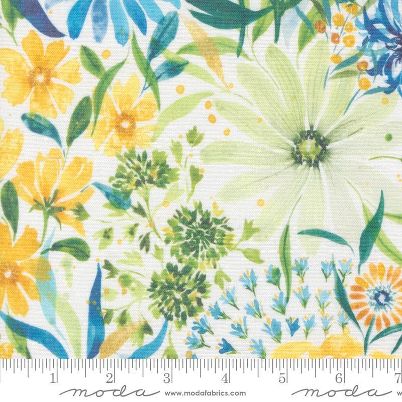 CANVAS Fabric, Sunshine Blue Skies Floral on Cloud White, Cotton CANVAS by Moda, By the Half or Full Yard - image 3