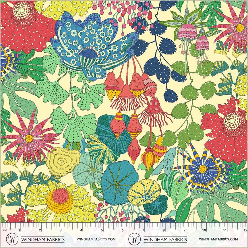 Fabric, Peony Park on Cream, Sunshine by Windham Fabrics, By the Half or Full Yard - image 4