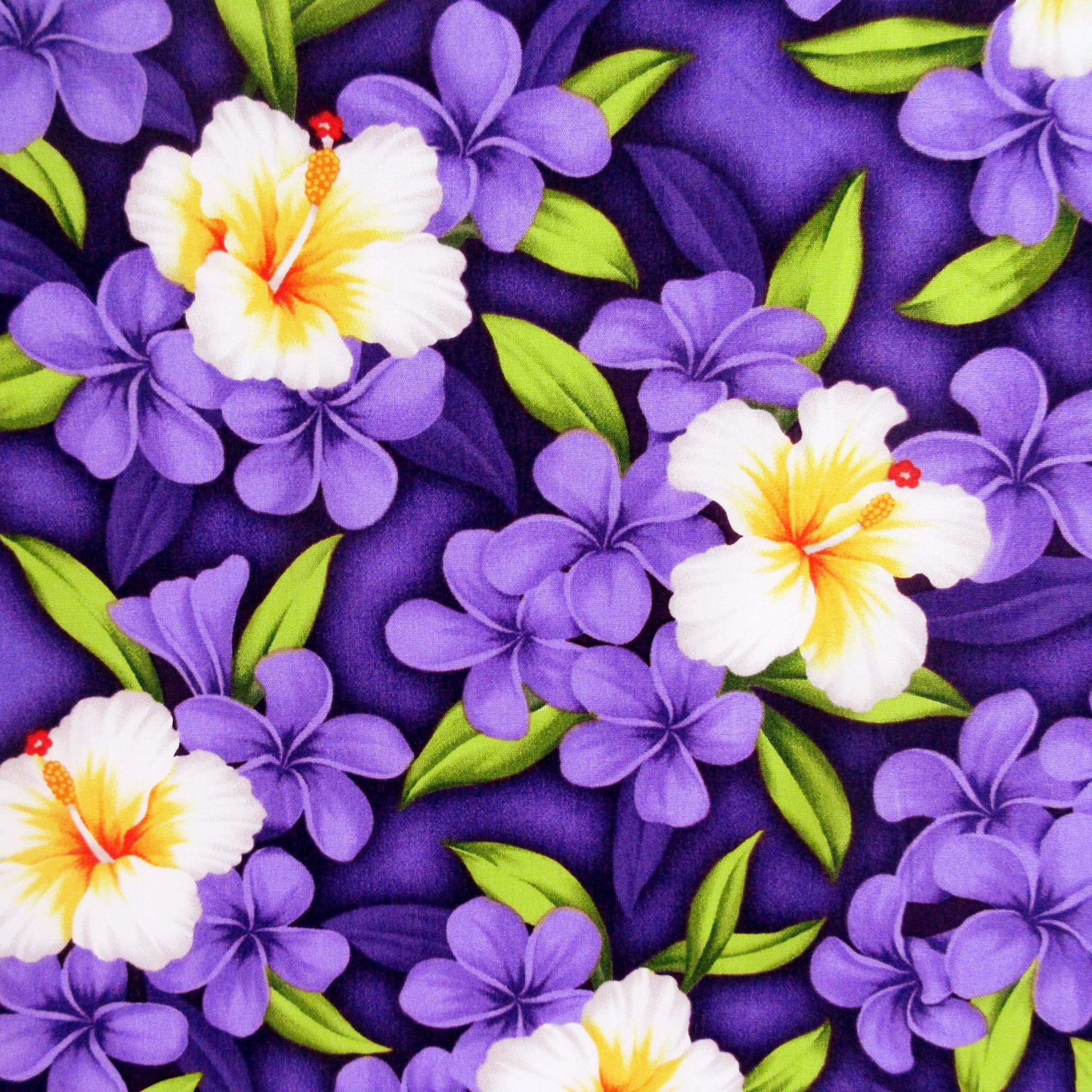 Fabric, Aloha Island Floral in Purple, Tropical Hawaiian, By the Half or Full Yard - image 4