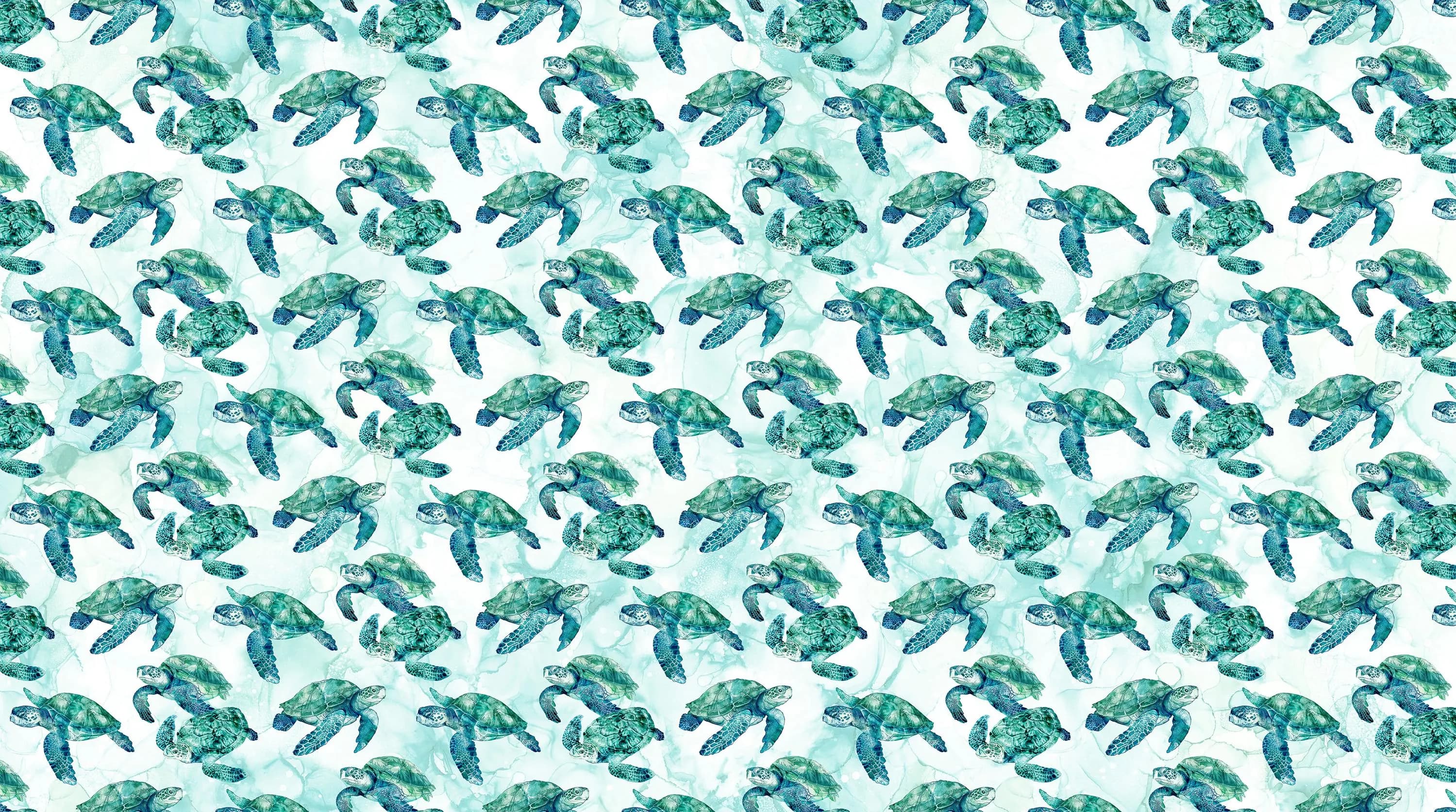 Sea Turtle Fabric, Turtles on White, Coral Reef by Northcott Fabrics, By the Half or Full Yard - image 4