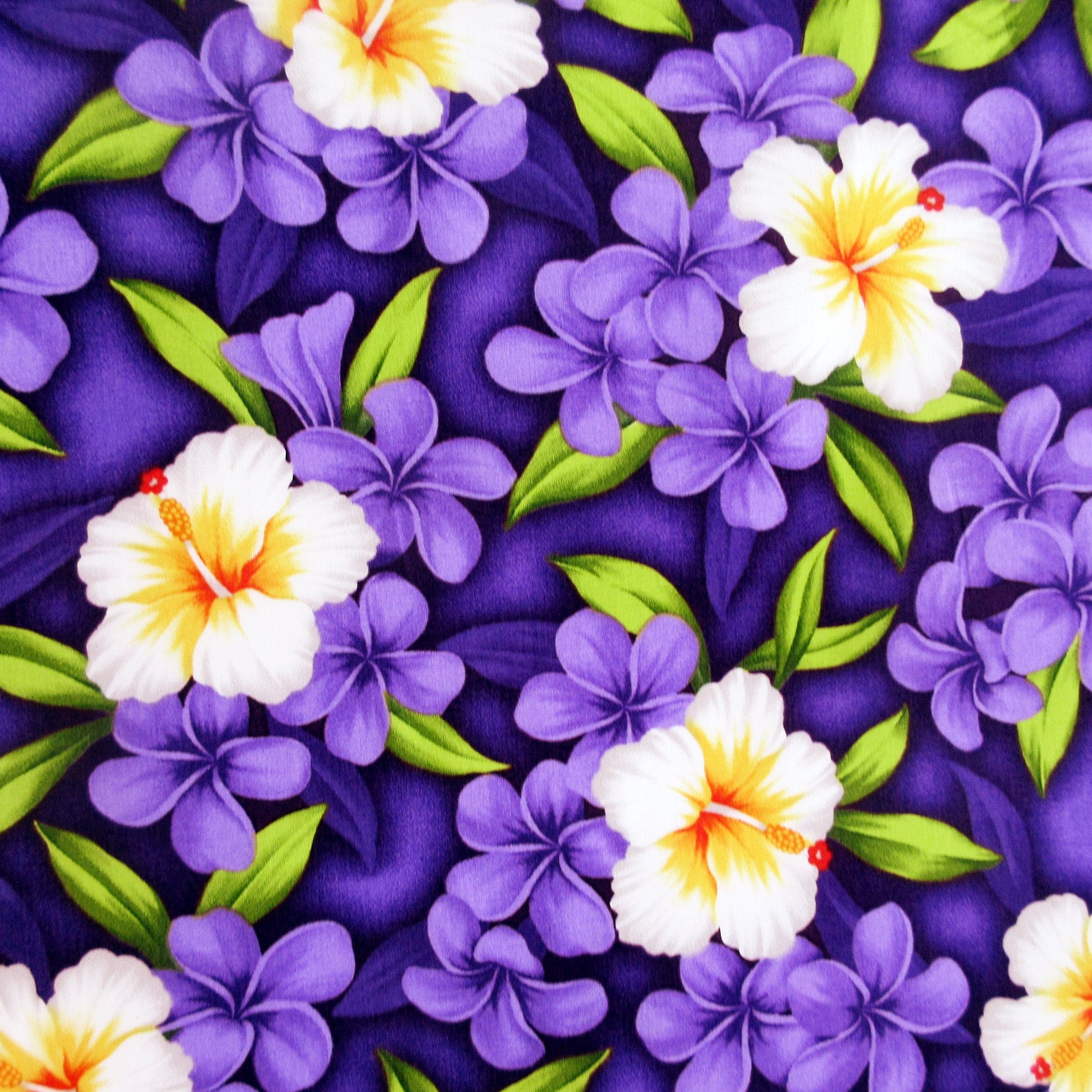 Fabric, Aloha Island Floral in Purple, Tropical Hawaiian, By the Half or Full Yard