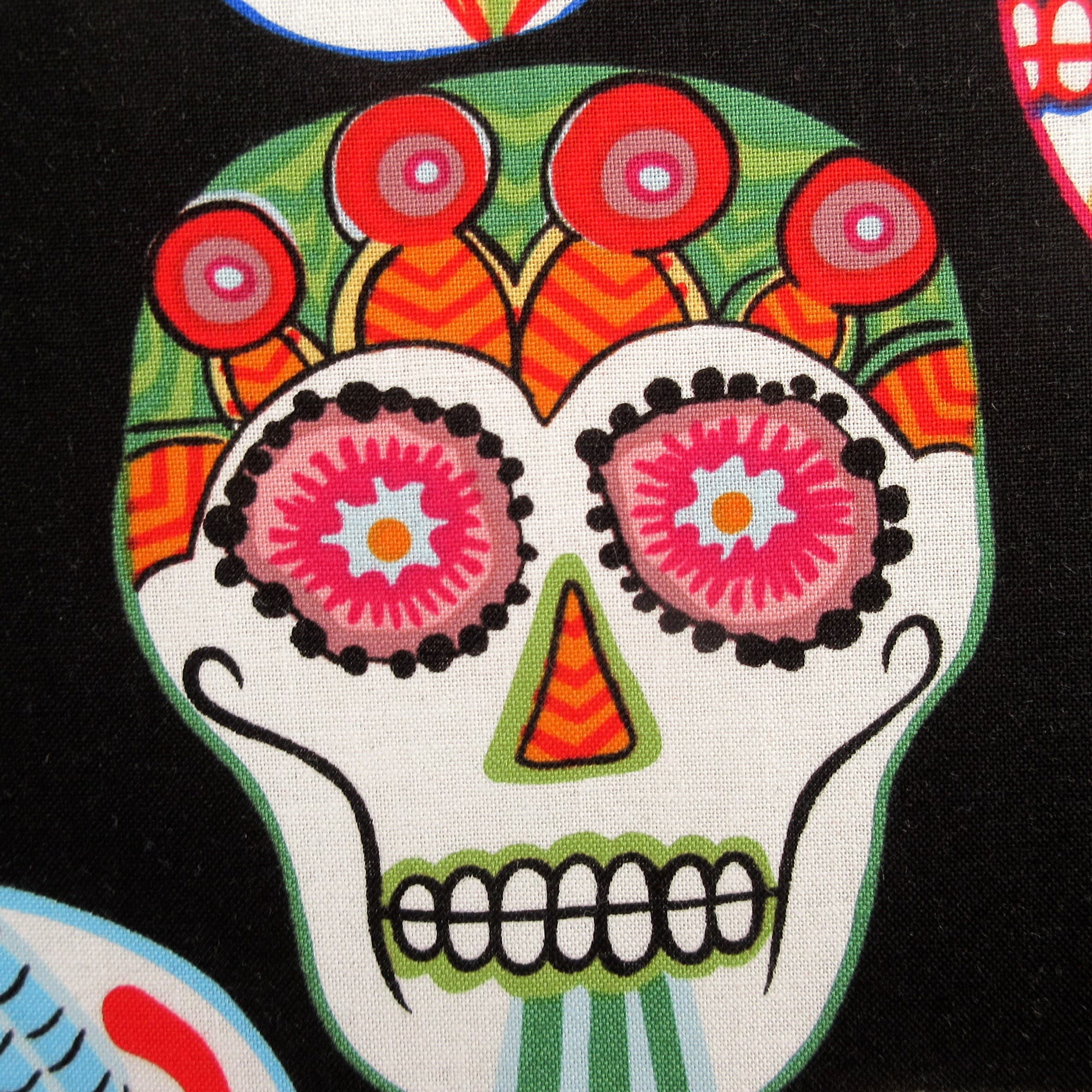 Skull Fabric, Calaveras Contentas in Black by Alexander Henry, Large Scale Print, By the Half or Full Yard - image 5
