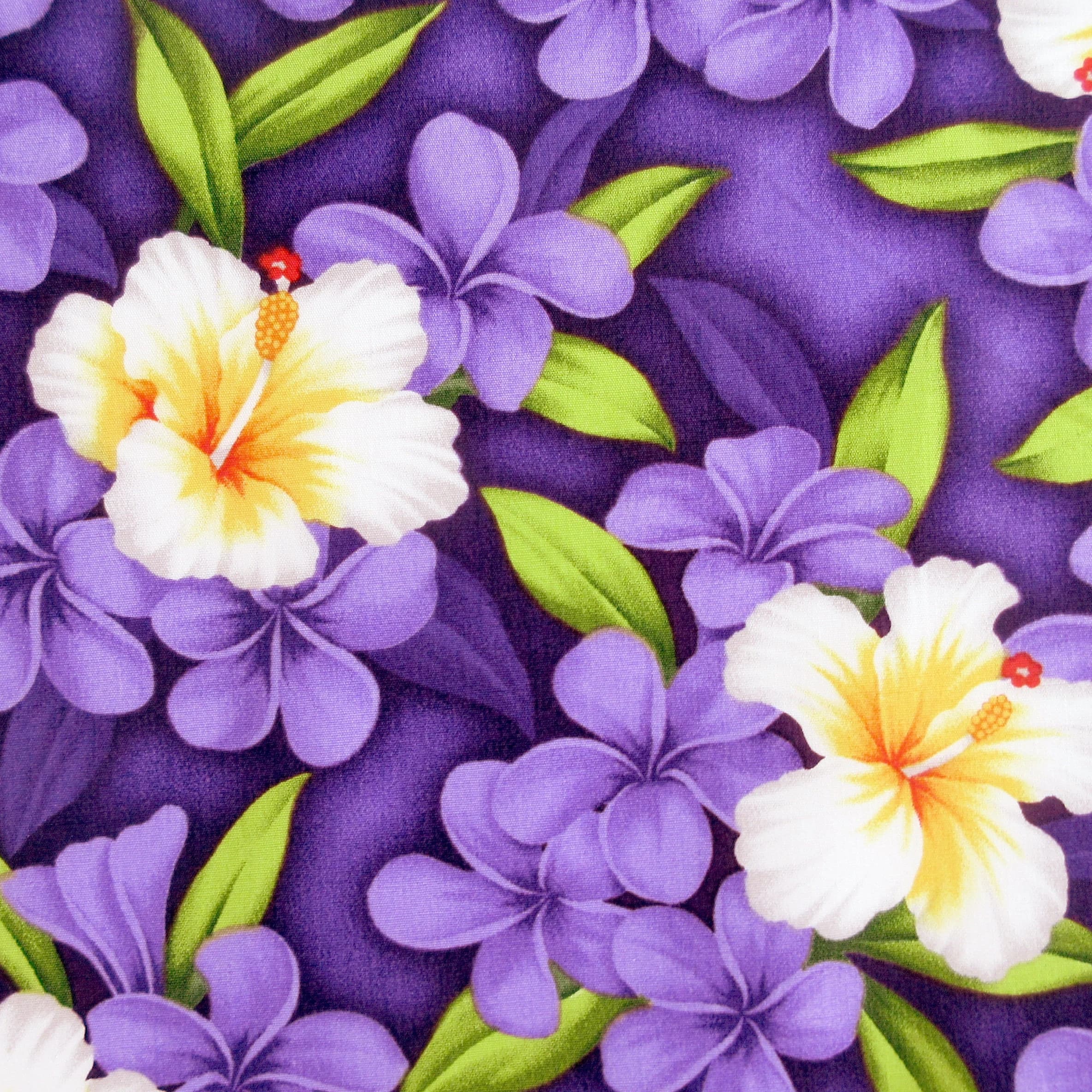 Fabric, Aloha Island Floral in Purple, Tropical Hawaiian, By the Half or Full Yard - image 3