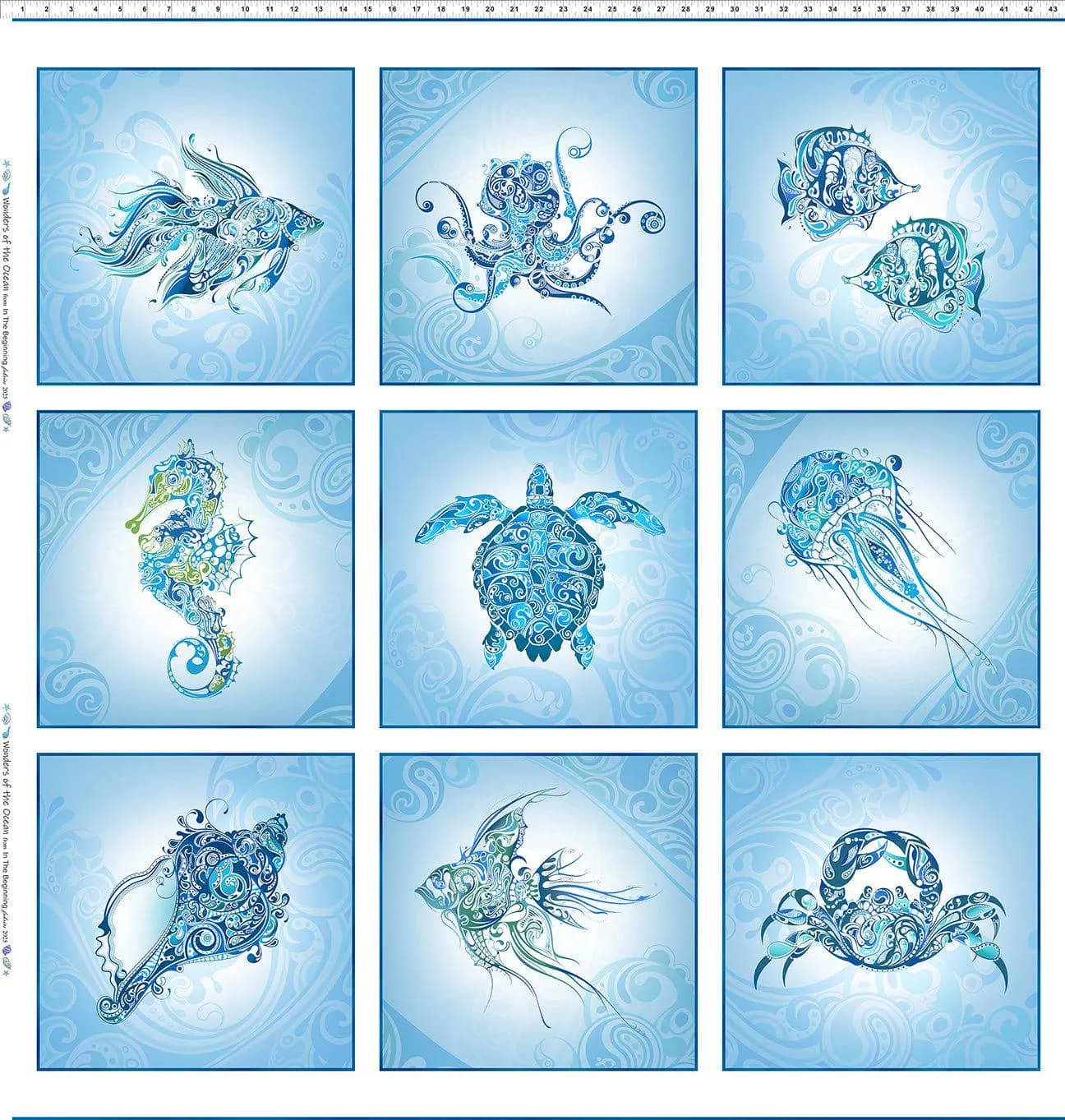Ocean Creatures Fabric Panel: Wonders of the Ocean Quilt Cotton, By the Panel - image 4